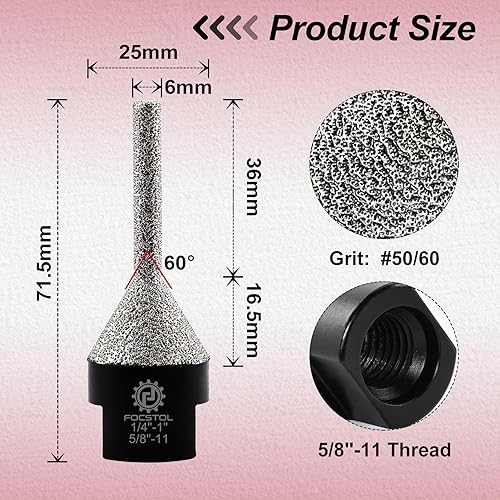 Miniatura 2 de Broca de fresado de diamante  Broca biseladora de diamante de 14 a 1 pulgada (0.236-0.984 in) para baldosas de cerámica, cerámica, granito de