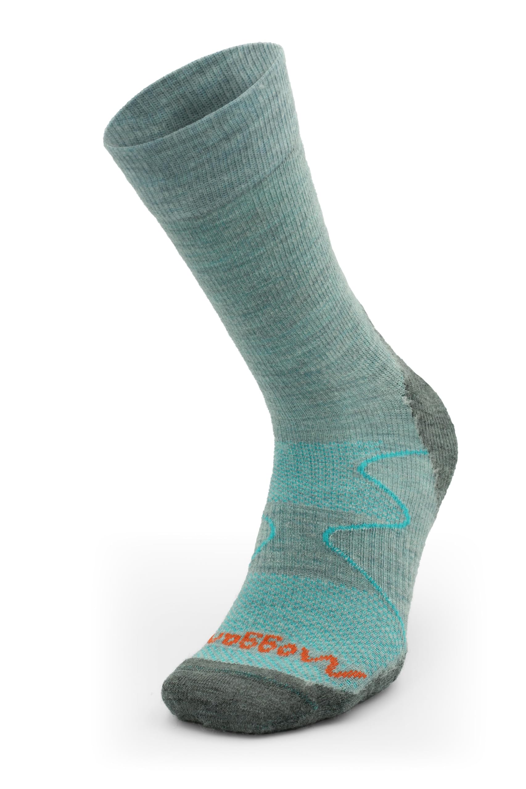 Moggans Midweight Hiking Socks, Breathable Merino Wool Walking Socks, Anti Blister Cushioning for Comfort, for Men & Women, Designed In Scotland (UK, Alpha, L, Regular, Regular, Grey/Teal)