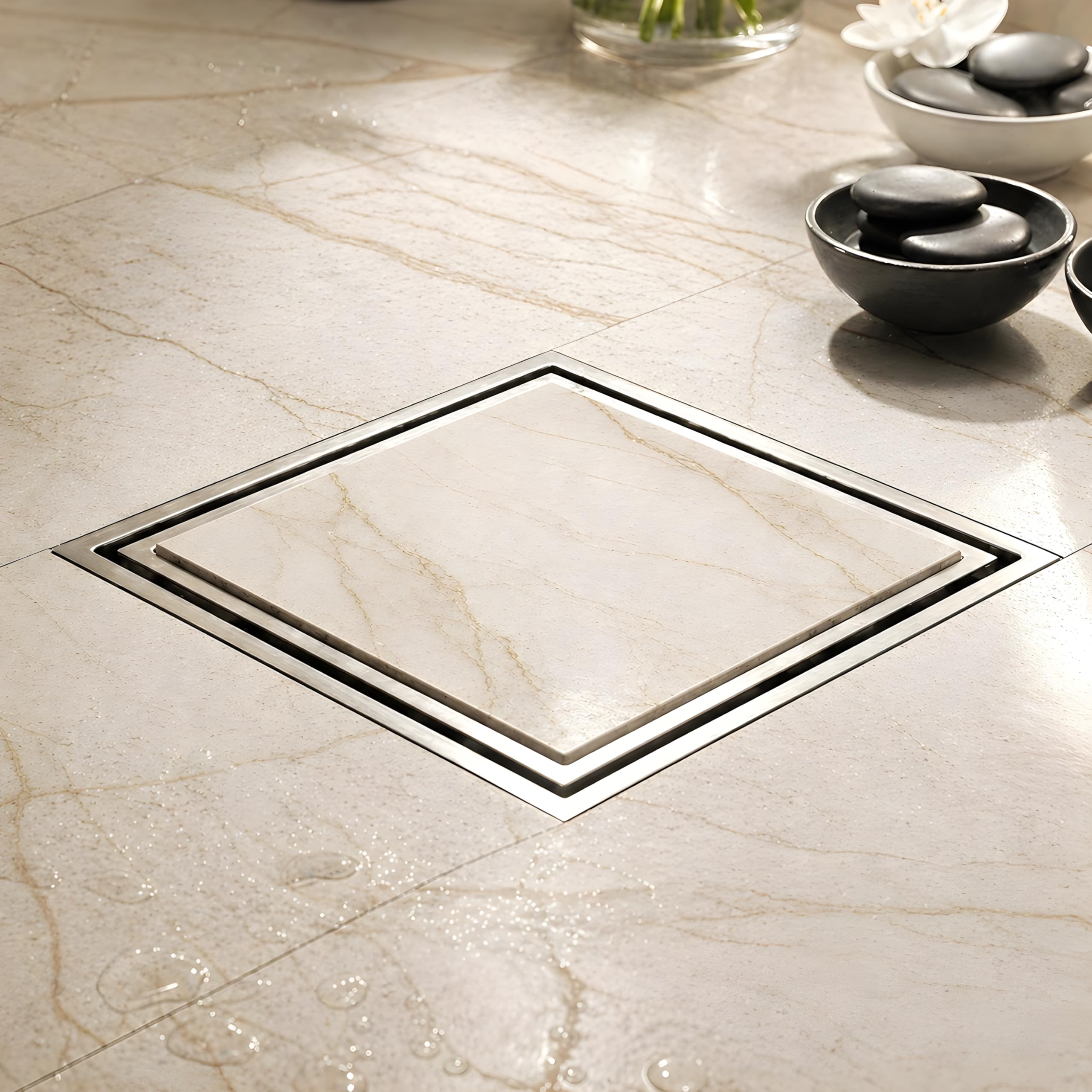 KRYSSTAL Bathroom Drain Cover (5" x 5") 304-Stainless Steel Tile Insert Floor Drain with Cockroach Trap, Invisible Drainage Jali for 13mm Tile-image-41