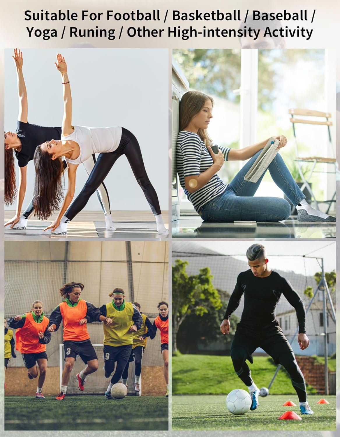 CLOSEMATE Mens Soccer Grip Socks Anti Slip Silicone Pads Cushioned Breathable for Football Training 3 Pairs - Image 7