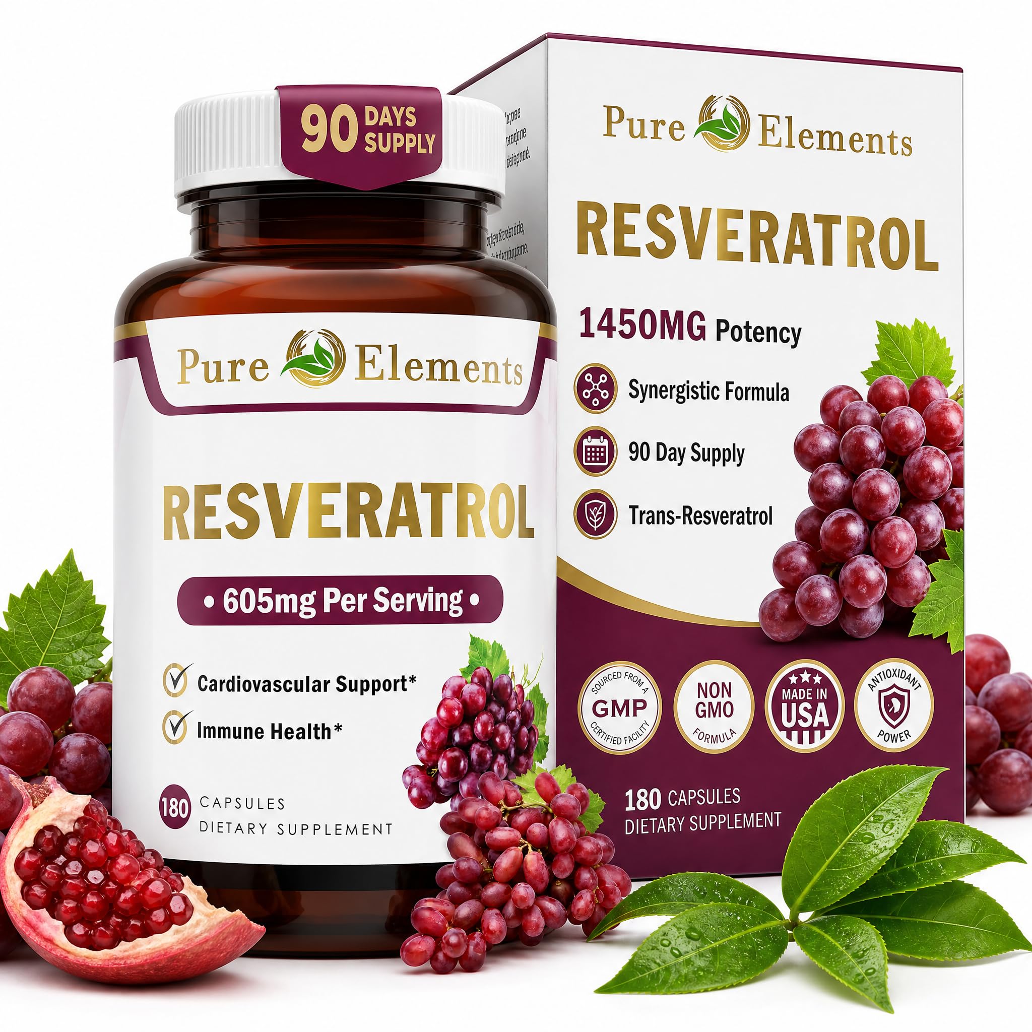 Pure O Elements Resveratrol 1450mg with Green Tea & Grape Seed 90 Day — Amazon image 3