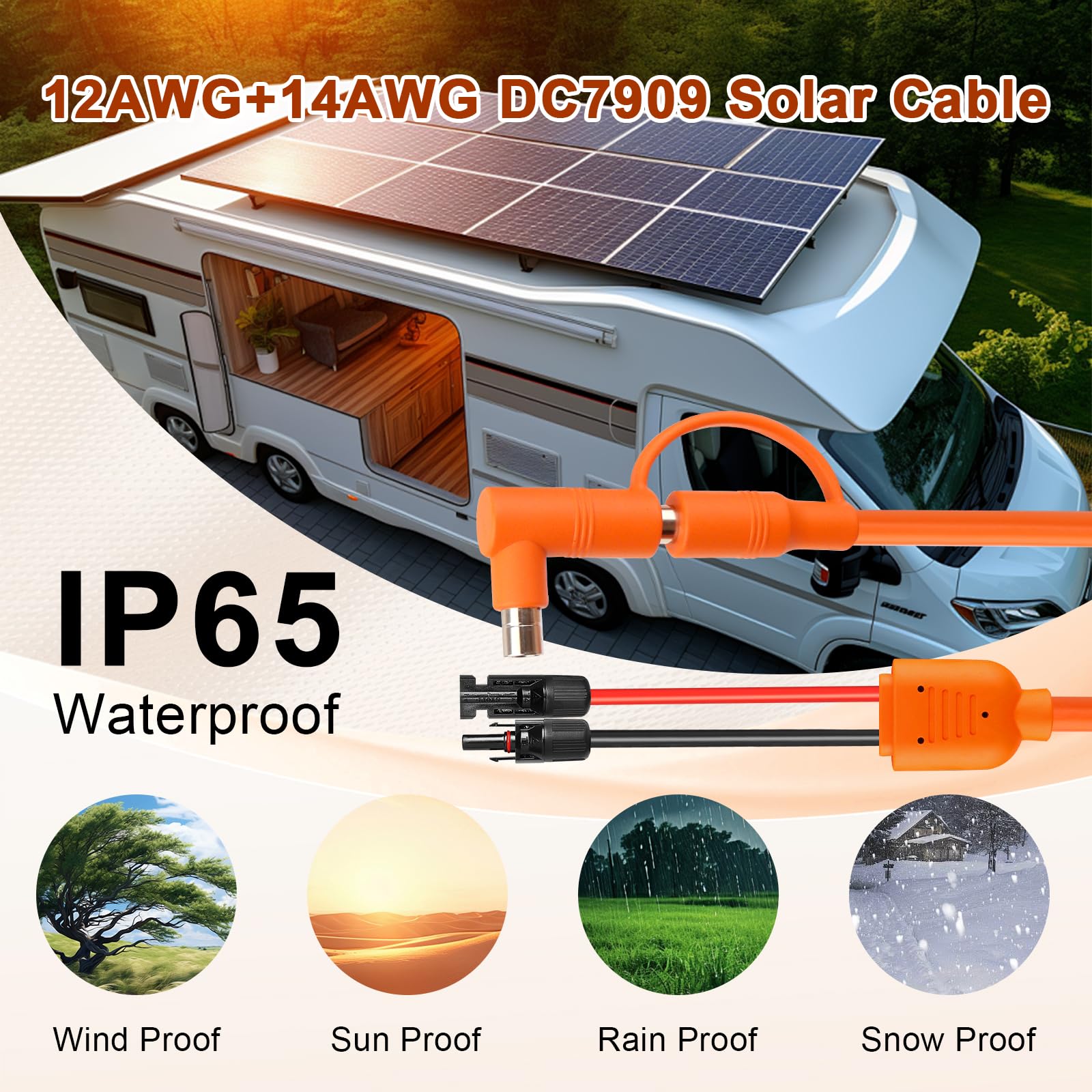 MOOKEERF Cable de extensión de carga solar a CC de 8 mm, 12 AWG + 14 AWG, cable solar con conector de panel solar a DC7909/8020, compatible con Anker, GZ Yeti, BLUETT, Jackery estación de energía