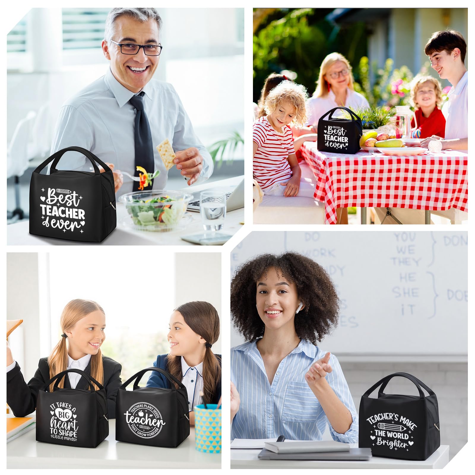 Isolierte Lunchtasche, wiederverwendbar, auslaufsicher, mit Aluminiumfolie innen, wasserdicht, Geschenk für Männer und Frauen (einfach)