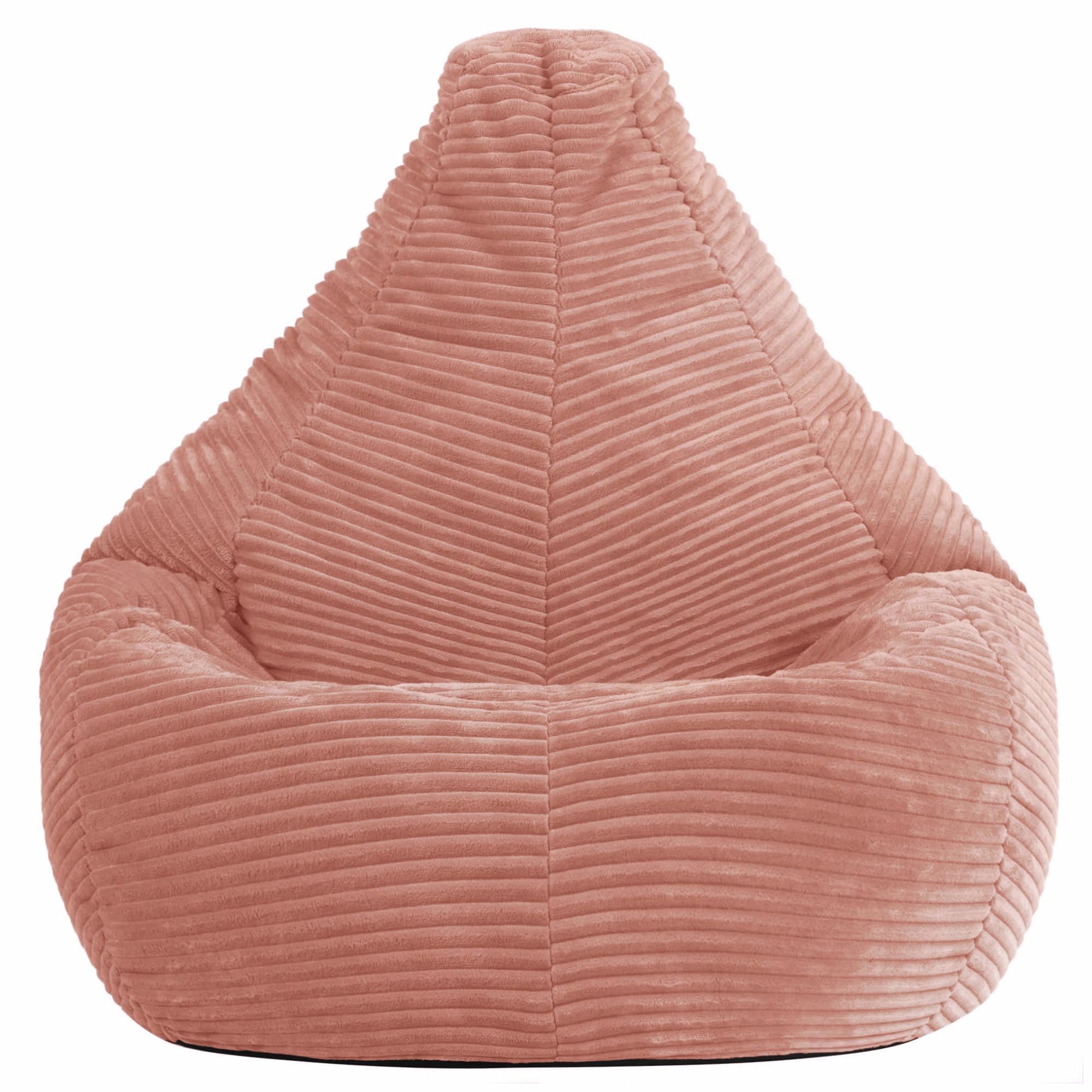 icon Dalton Pouf Bambini, Rosa, Velluto a Coste, Poltrona Sacco con Riempimento Incluso, Sedia Bambini, Mobili Camera da Letto