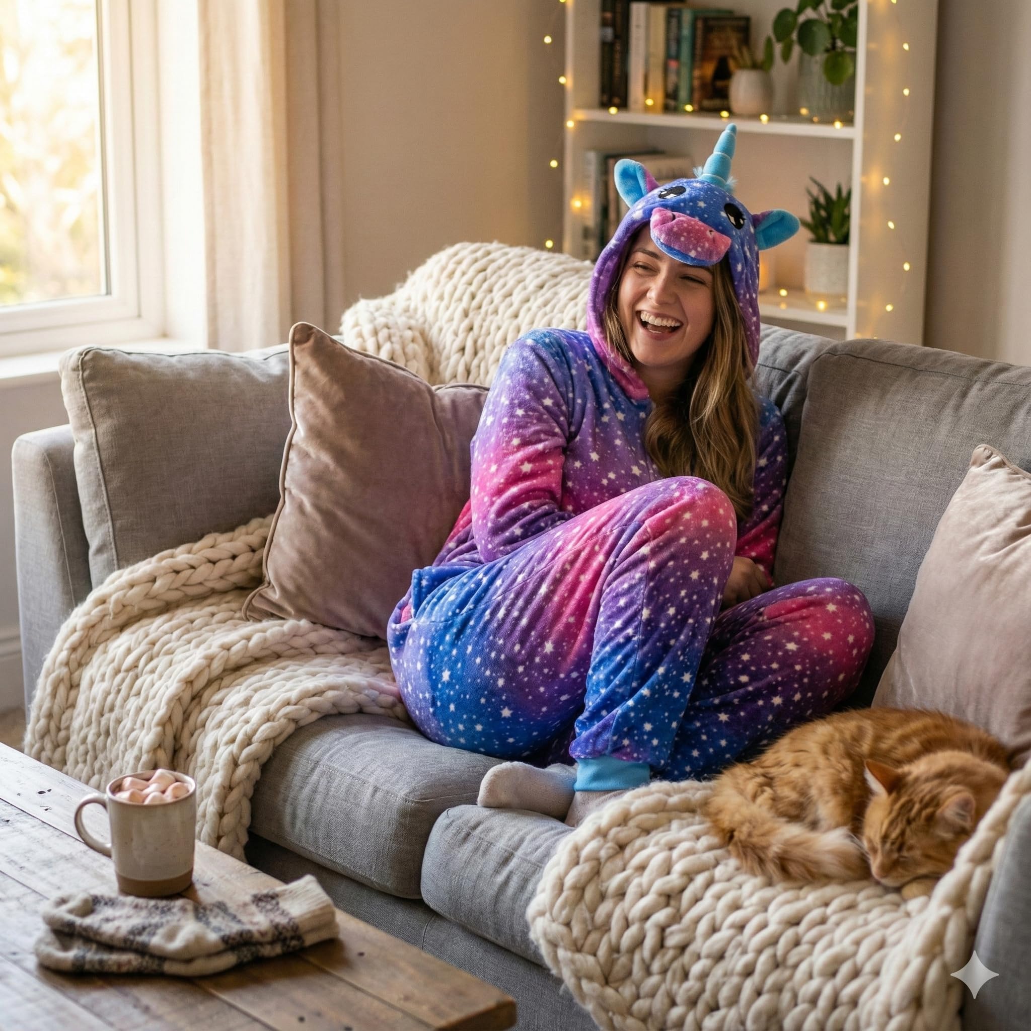 Licorne Onesie Pyjama Femme Dors Bien Doux Cadeaux pour Les Dames Combinaison Animal Adulte Habillage Costume