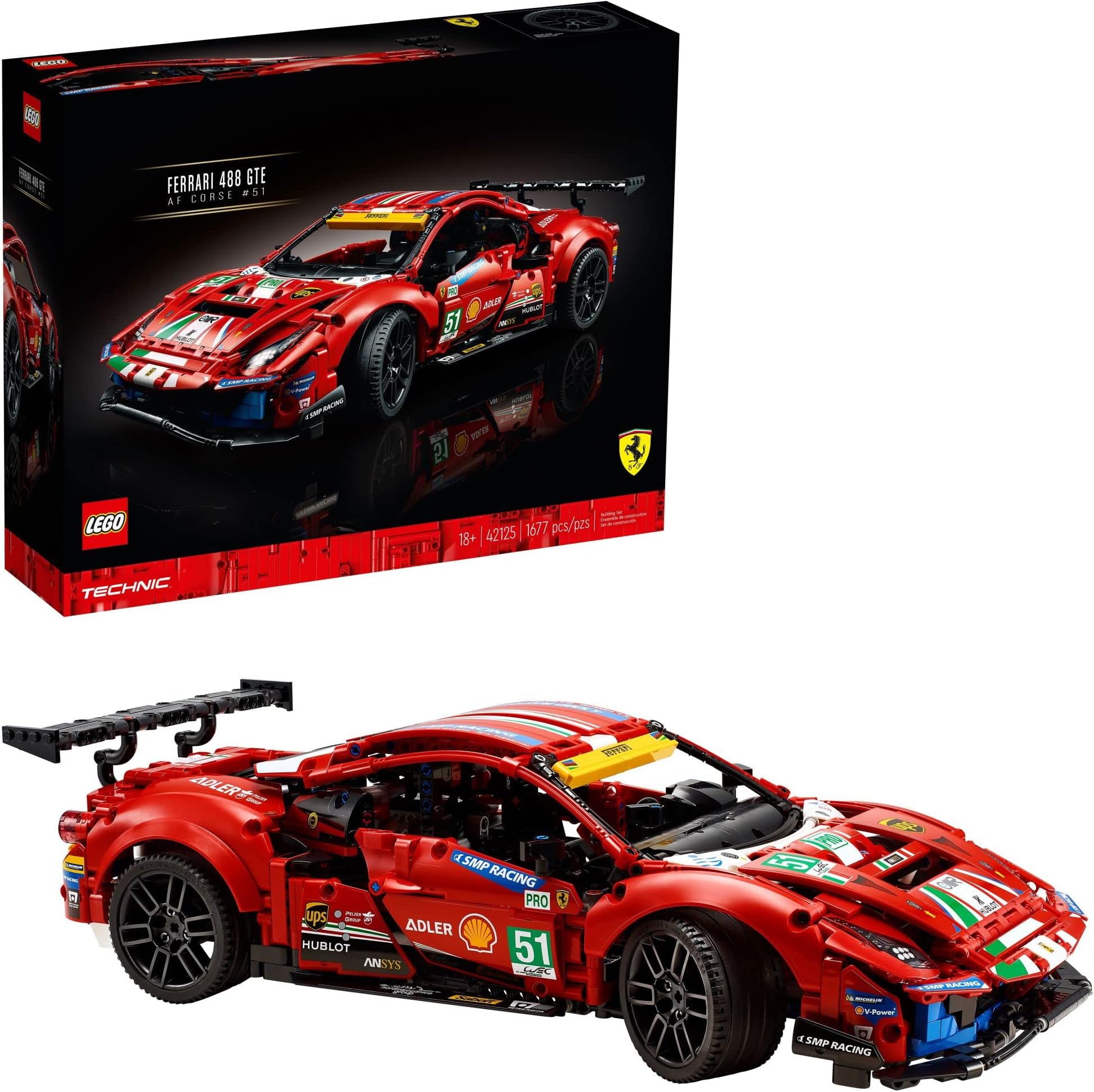 LEGO Technic Ferrari 488 GTE “AF Corse #51” 42125 Building Blocks Toy Car Set (1,677 Pieces)