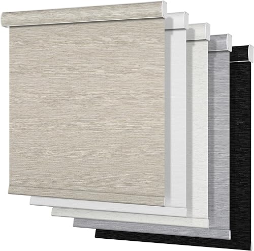 Boolegon Persianas enrollables opacas para ventanas, inalámbricas, de tela con aislamiento térmico, protección UV, para el hogar, oficina