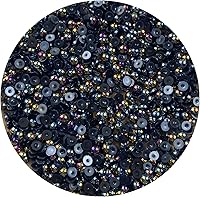 Vista 25 de 1500 piezas de cuentas de media perla de 4 mm, color AB negro, cuentas de perlas planas para manualidades, cuentas de plástico redondas, cuentas