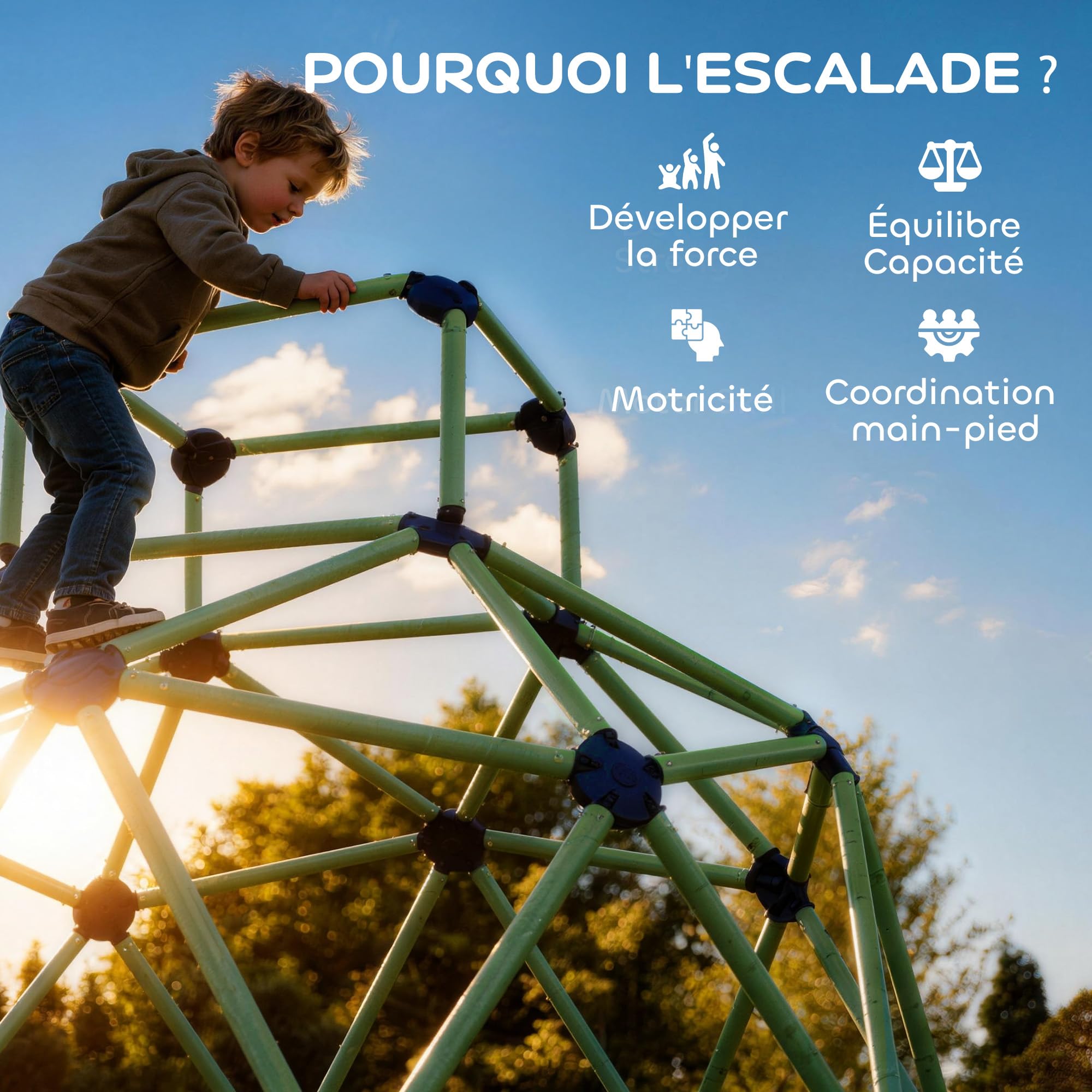 AIYAPLAY Kletterkuppel für Kinder 183 cm, Kletterkäfig aus Kunststoff, UV-beständig, wasserdicht, Spielplatz für Kinder von 3 bis 8 Jahren, für drinnen und draußen, Belastbarkeit 90 kg, einfache