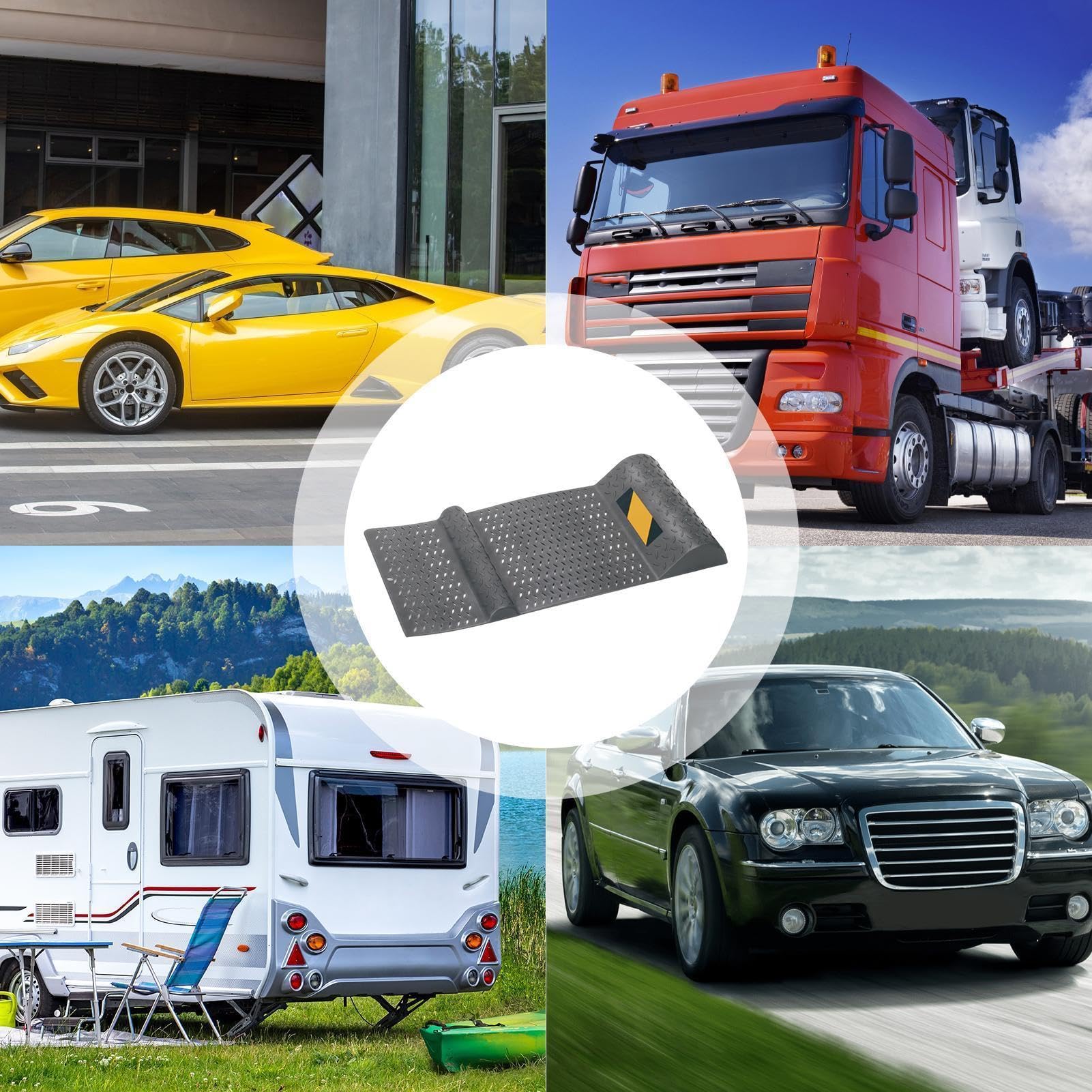 Parking Stopper Garage Anti Slip Car, Tire Pad Positioning, Barrier Truck Trailer, Shed Driveway Auto, Golf Cart Motorcycle, Safety Accessory, for Protection Stability Organization Daily Usage 580g