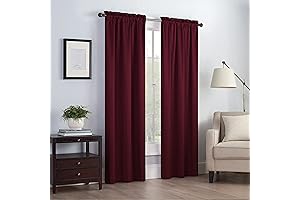 Eclipse Canova Solid Rod Pocket Darkening Curtains in Burgundy for a Vibrant Bedroom Oasis