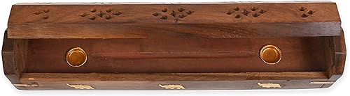 Miniatura 4 de Paquete de 2 soportes para varillas de incienso, estilo ataúd, quemador de incienso de madera con incrustaciones de elefante (natural), hecho a mano