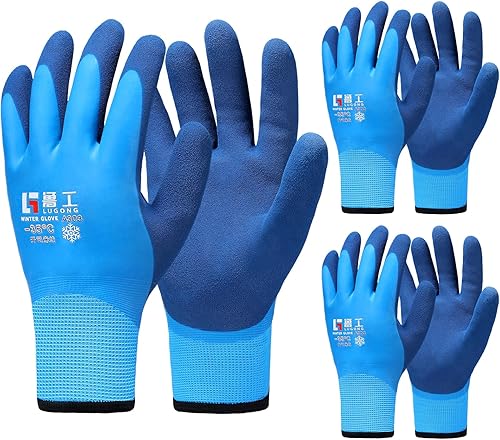 Joottuan Guantes de trabajo de invierno impermeables para hombres, guantes con aislamiento térmico, guantes de trabajo cálidos para el congelador