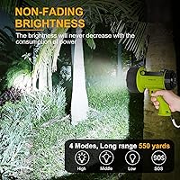 Vista 2 de YIERBLUE Rechargeable Spotlight Flashlight with 100,000 High Lumen LED, IP67 Waterproof Long Running Spot Light searchlight, Impact Resistant Red