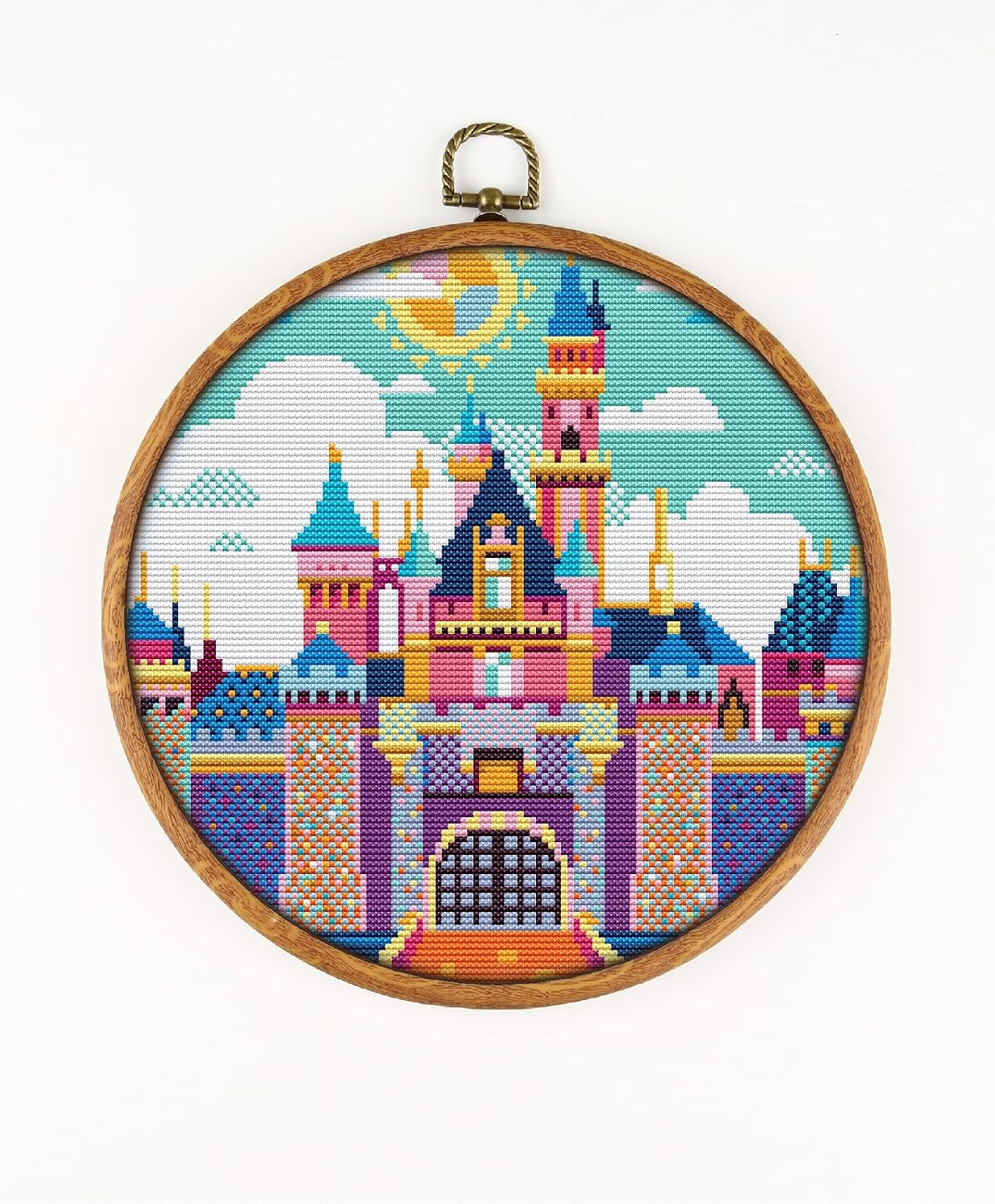 Sleeping Beauty Castle CS512-1 - Counted Cross Stitch KIT#2. Set of Threads, Needles, AIDA Fabric, Needle Threader, Embroidery Clippers and Printed Color Pattern Inside.