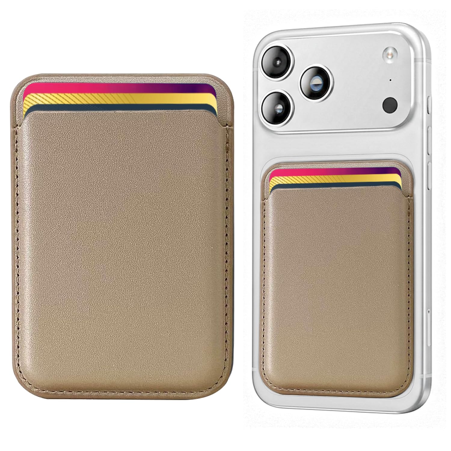 Strongest Magnetic Card Holder Slim Mag Safe Wallet for iPhone 12,13,14,15,16,17 (Gold)-image-24