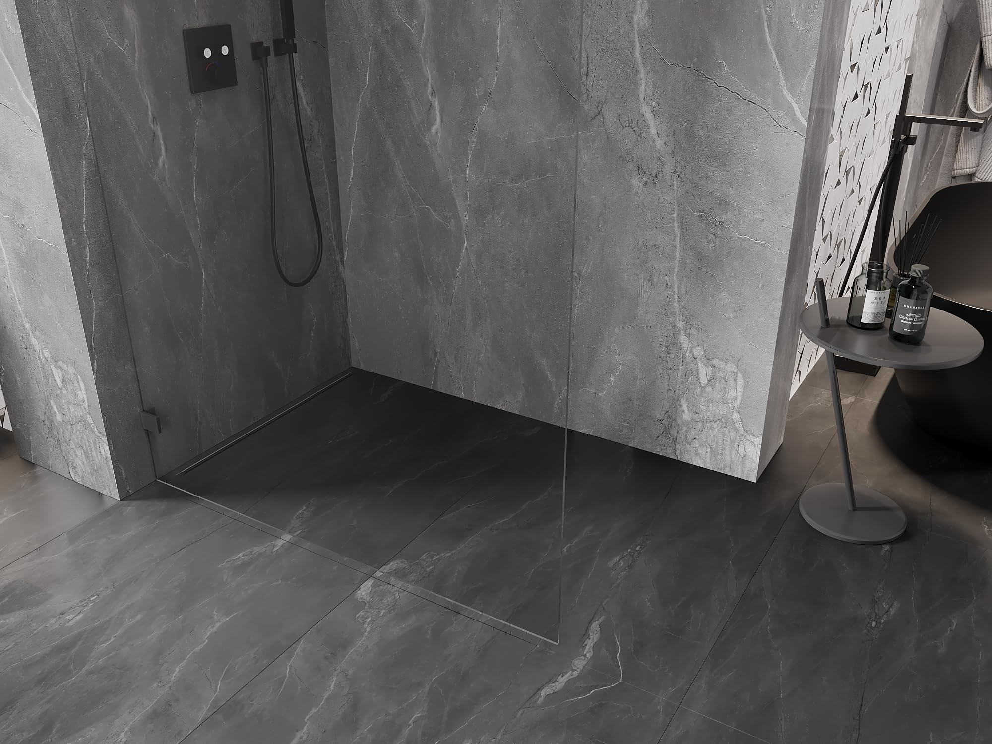 Mexen Lunar L Parete Doccia Walk-in Sinistra 70x200 cm Trasparente 8mm Gun Metal