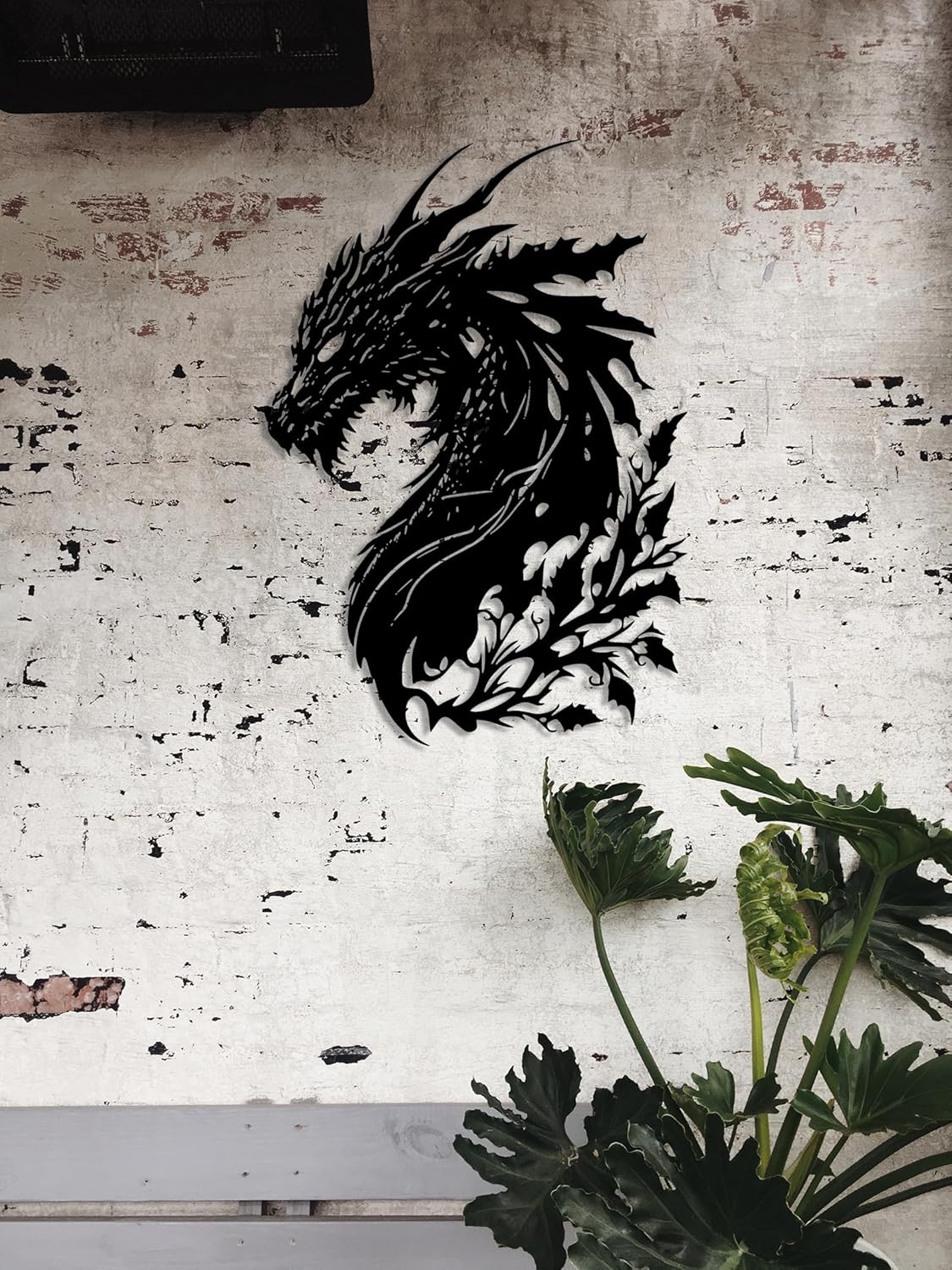 Dragon Metal Wall Art Medieval Decor Fantasy Decorations for Living Room Bedroom Office Man Cave Decor for Men Dragon Lover's Gifts (14.2 In X 11.4 In Black） - Image 6