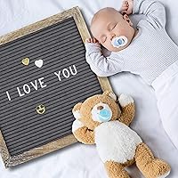 Vista 4 de Rustic Felt Letter Board 10 x 10 Inch Changeable Message Board with 510 Precut Letters, Emojis, Icons and Symbols Quality Oak Frame, Wall Mount