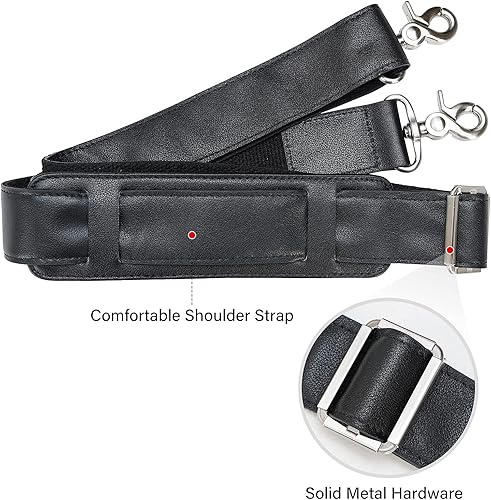 Miniatura 8 de Men's Solid Thick Full Grain Leather 17.3" Laptop Briefcase Classic Messenger Bag Fit Business Travel Solid, Thick, Full Grain Leather, 17.3