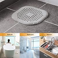 Vista 6 de Colector de drenaje de cabello, cubierta de drenaje cuadrada para ducha, tapón de silicona con ventosa, fácil de instalar, apto para baño, bañera