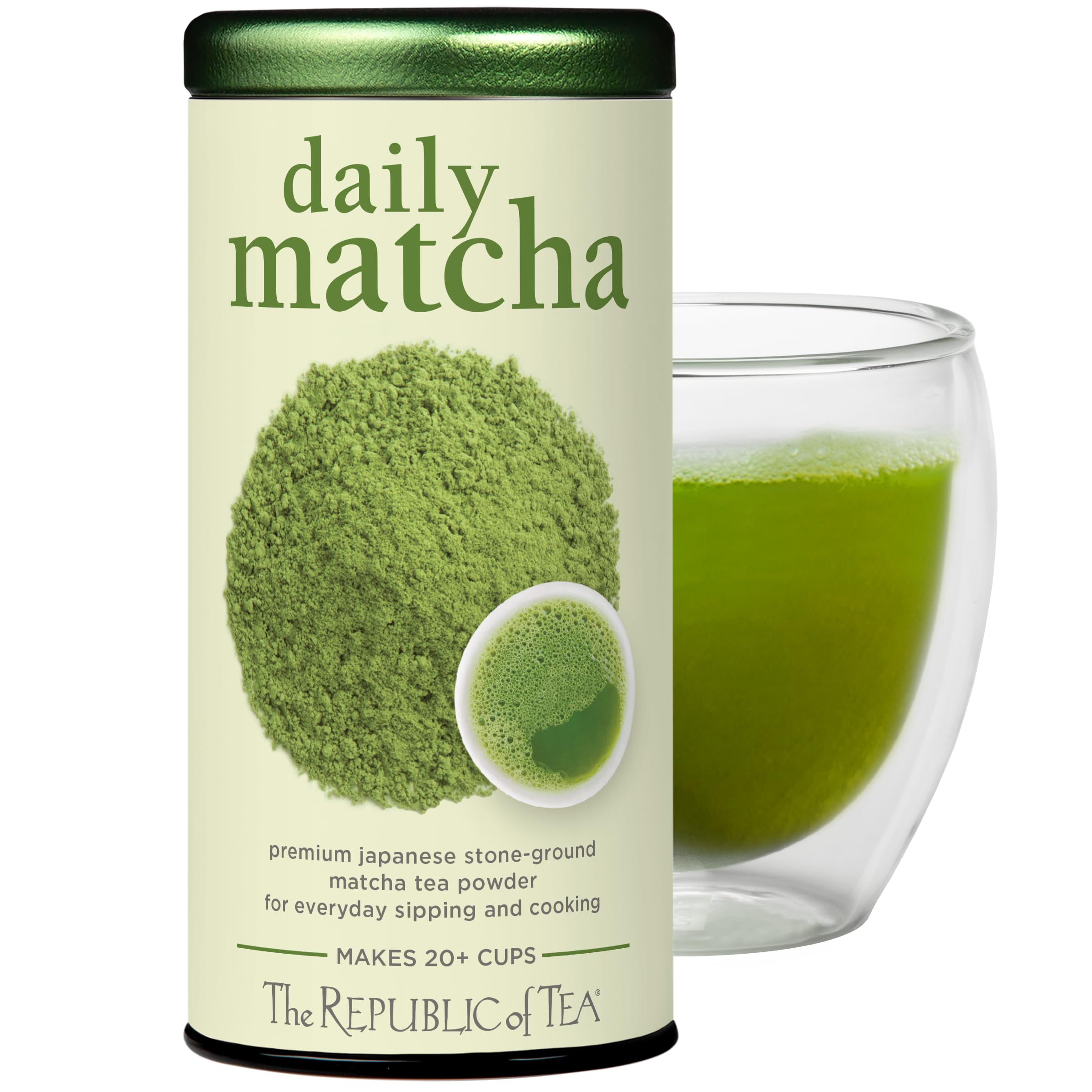The Republic of Tea Japanese Daily Matcha Powder, 1.5 oz Tin | Matcha Green Tea | Makes 20+ Cups