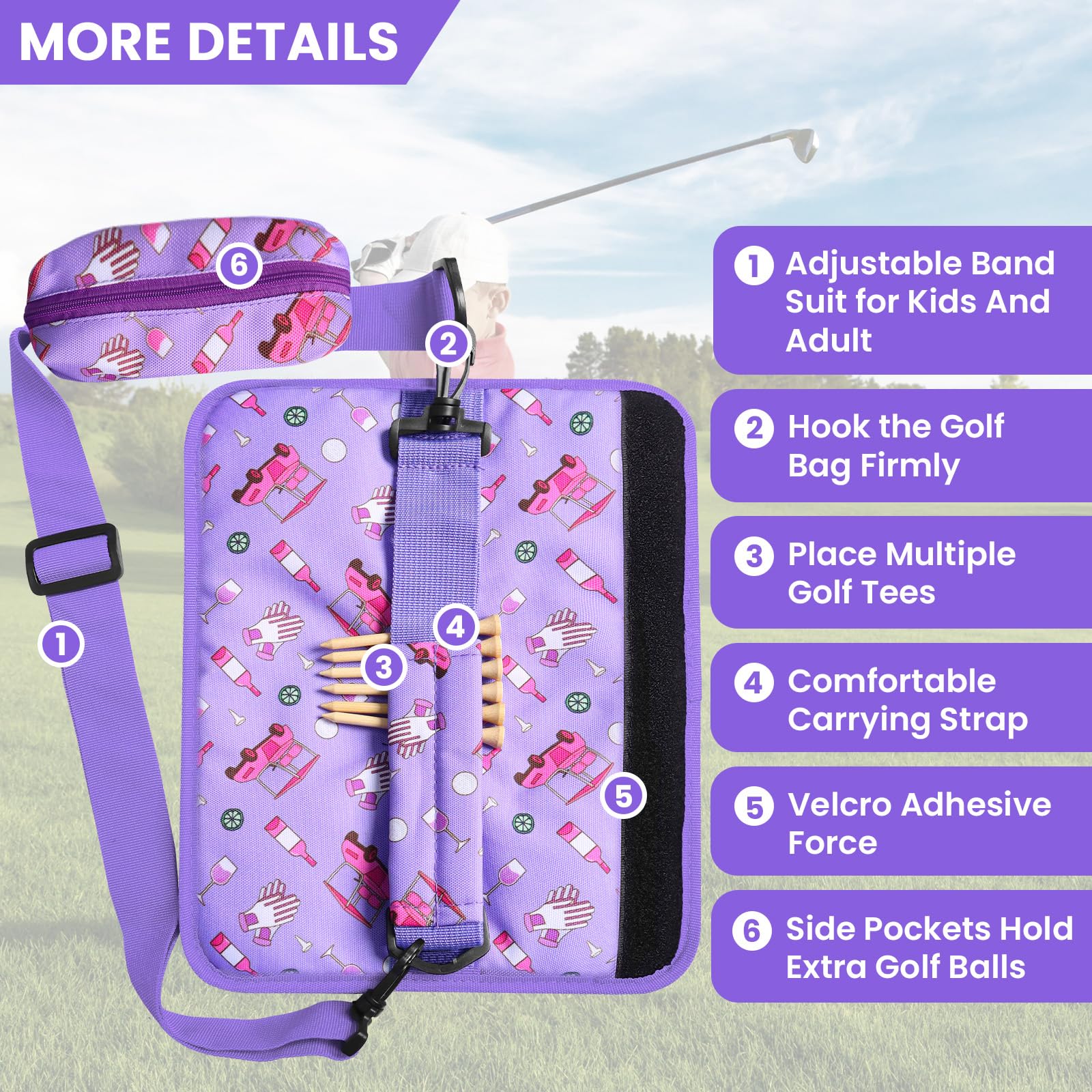 Golf Club Bag Mini for Men Women Driving Range Course Practice Golf Pencil Bag with Shoulder Straps Sleeves Lightweight Durable Fashion Color Black Blue Pink for Golf Training (Rose) - Image 2