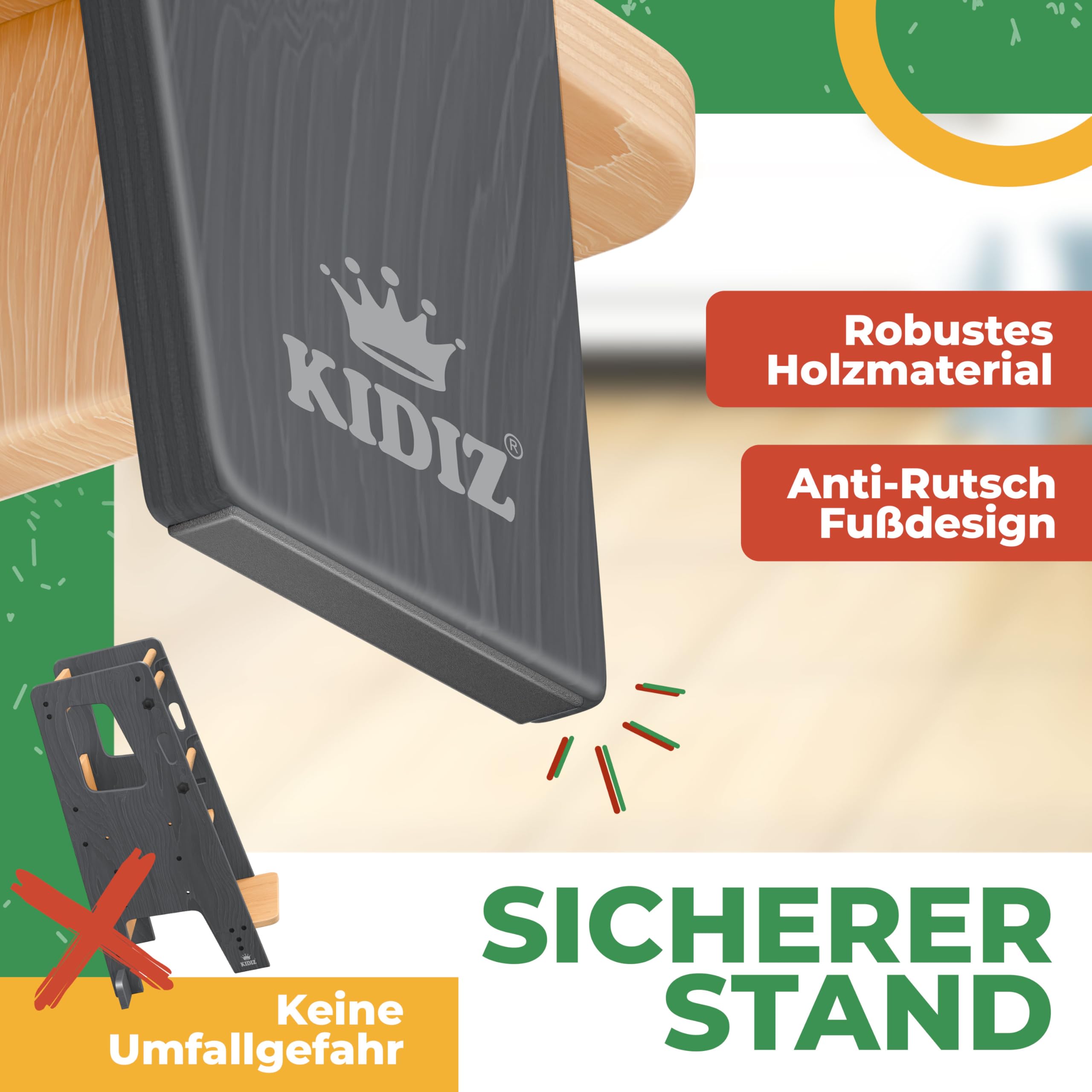 KIDIZ® Lernturm für Kinder ab 1 Jahr inkl. Lernuhr | 3-stufig Höhenverstellbarer Tritthocker aus Kiefernholz | spielerisch motorische Fähigkeiten fördern Montessori Learning Tower bis 50 kg belastbar