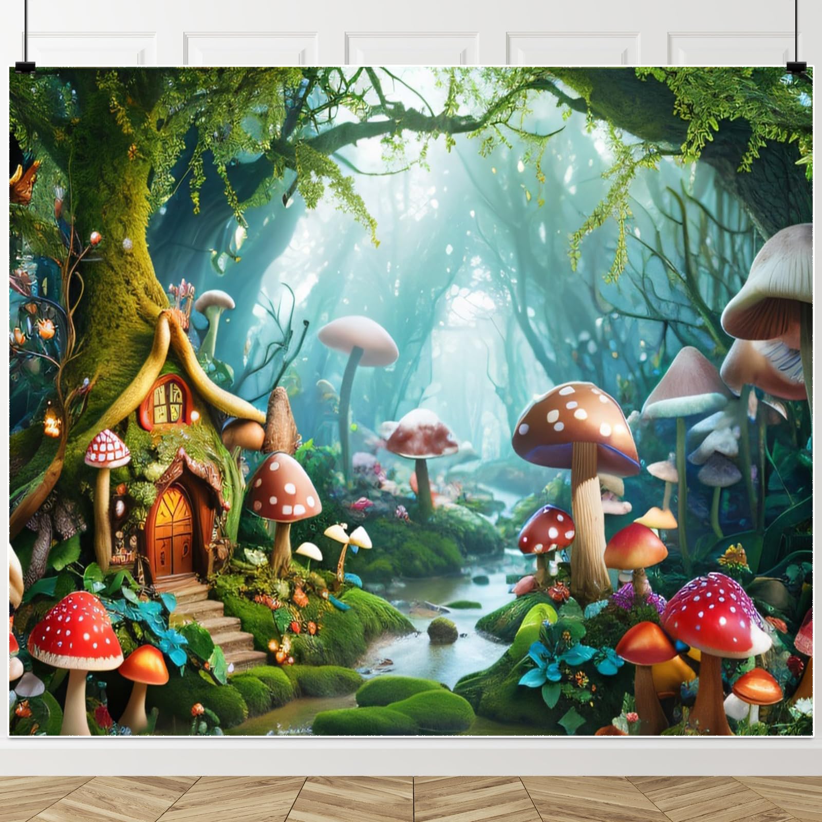 Enchanted Forest Backdrop 10x8ft Fairy Tale Wonderland Background Spring Garden Fantasy Mushroom Woodland Wedding Birthday Photography Backdrops Photo