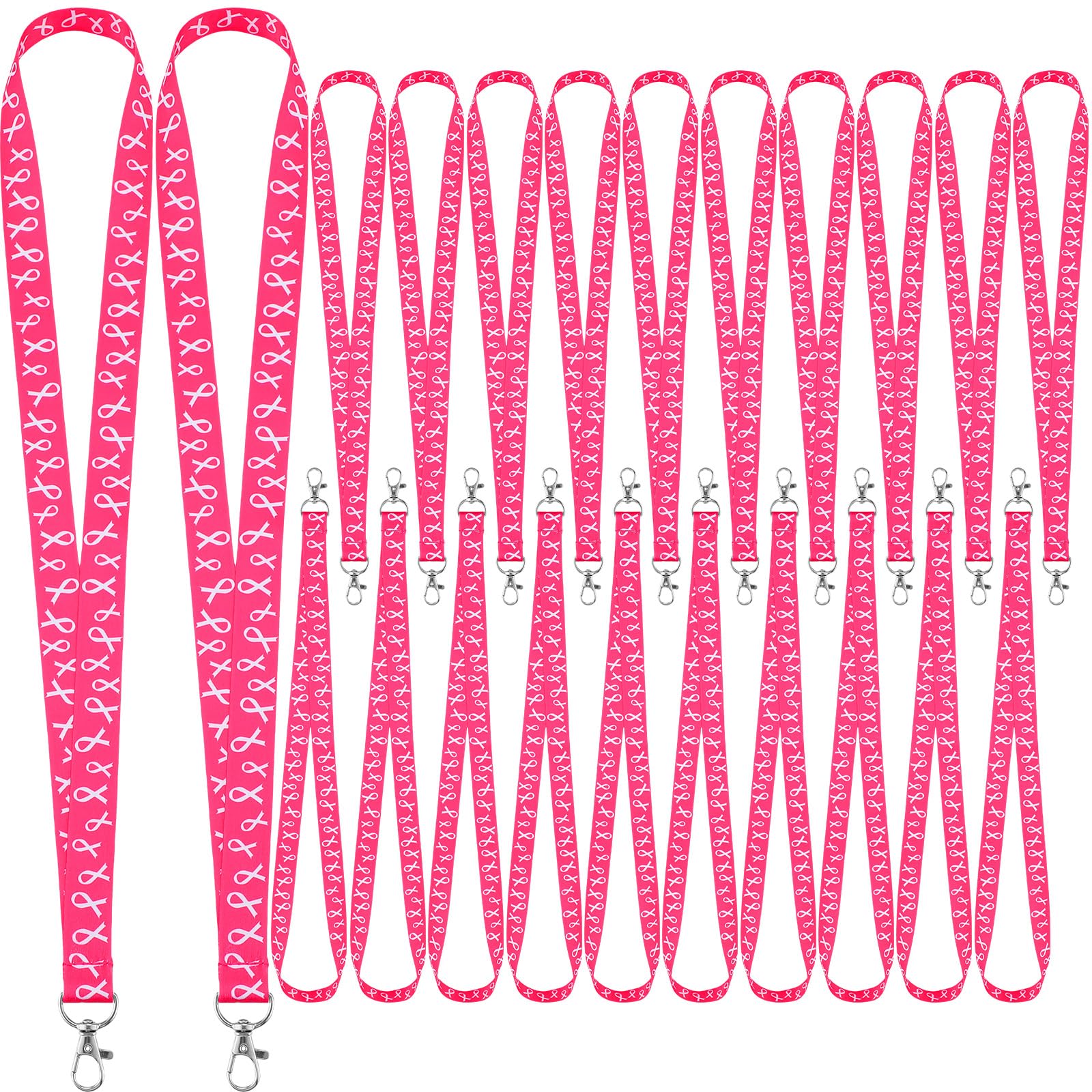 100 Pcs Breast Cancer Pink Lanyard Ribbon Breast Cancer Awareness Neck Lanyards with Badge Clip for Men Women(Classic)-image-22