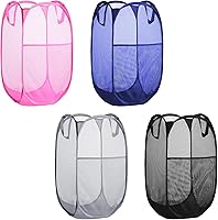 Vista 14 de Cesta de Ropa Sucia Plegable Emergente, Cesta de Ropa de Malla Plegable Extra Grande, 28" x 16" x 16", Paquete de 2 (Negro + Gris)