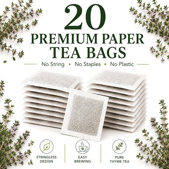 Thyme – 20 Tea Bags – Natural Respiratory Wellness, Immune Support & Antioxidant Rich Herbal Infusion | 100% Pure Traditionally Harvested Leaves