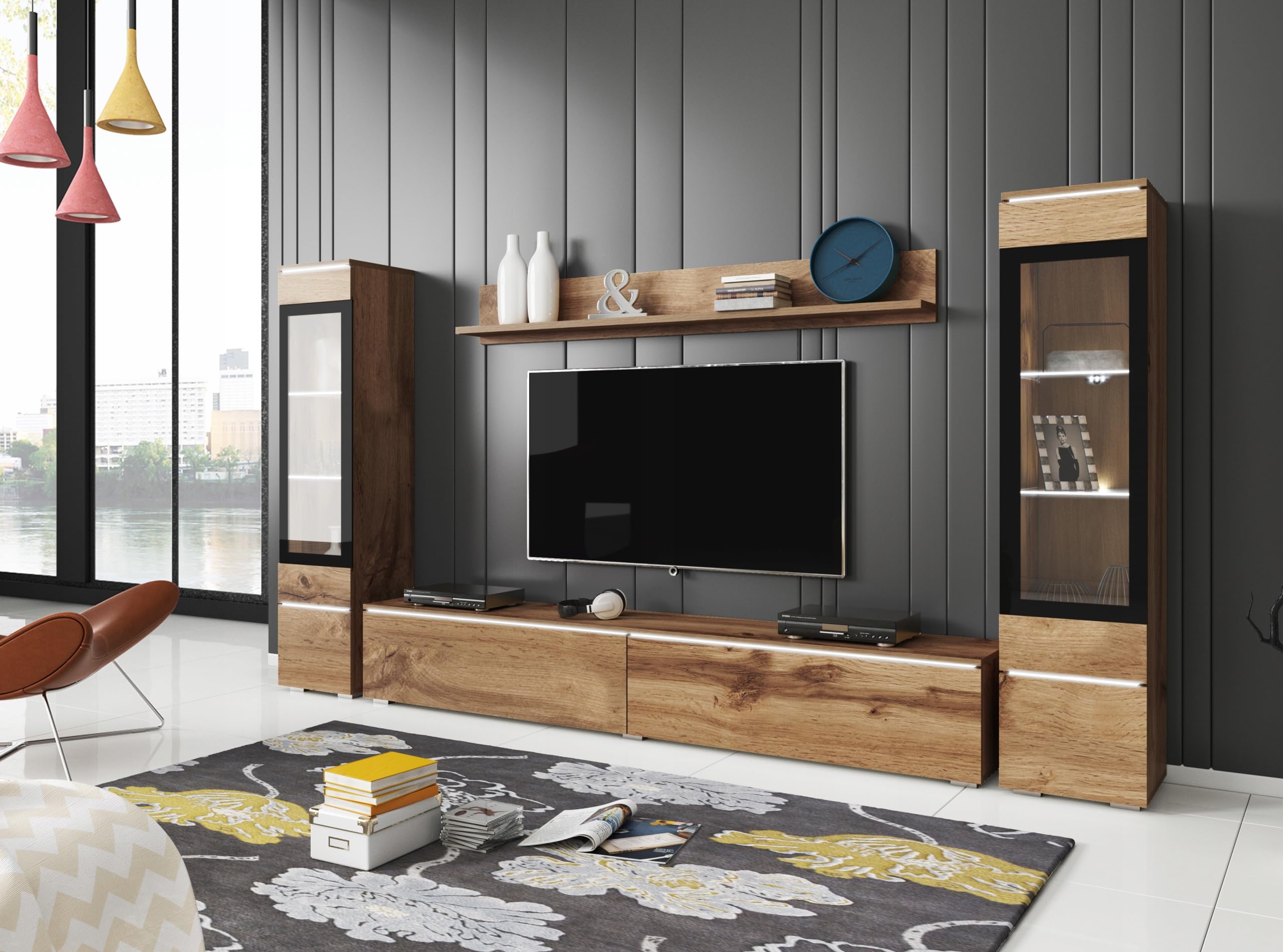 Set di mobili da soggiorno, set di mobili RTV, 4 pezzi, mobili moderni per soggiorno, armadietto da parete, mobili soggiorno