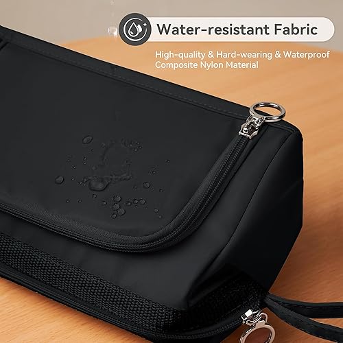 Miniatura 7 de WLLWOO WLLWOO Bolsa grande de maquillaje de viaje impermeable, bolsa de cosméticos de doble capa para mujer, organizador de maquillaje de gran
