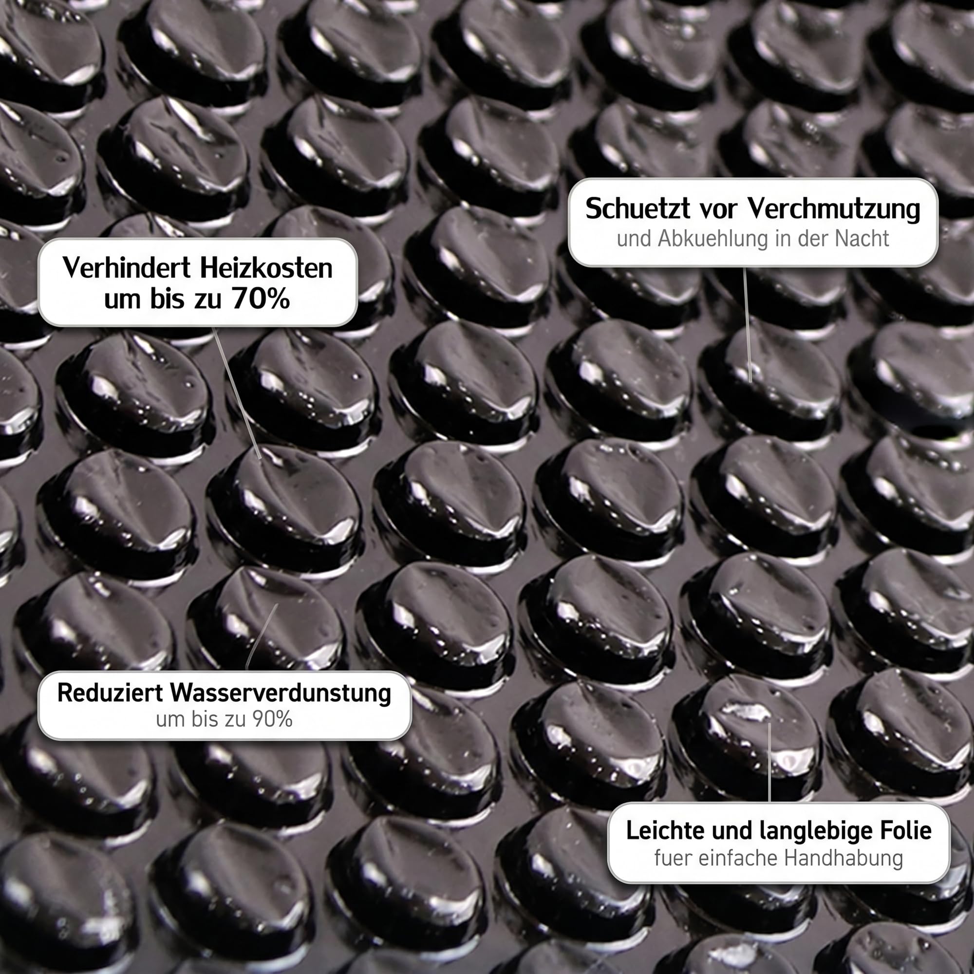 Mucola Solarfolie Pool 549x274 cm Schwarz 400µm mit Ösen – Poolabdeckung Wärmeplane PVC UV-beständig reißfest