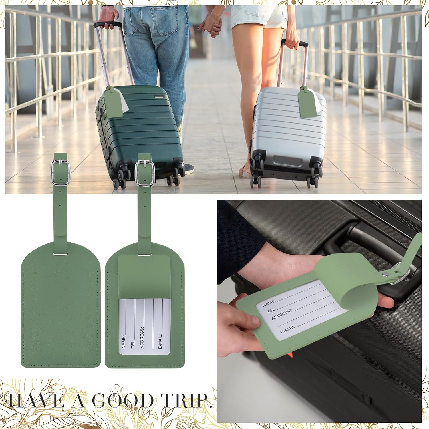 Amylove 48 Sets Leather Luggage Tags Wedding Favor Luggage Tag image 5