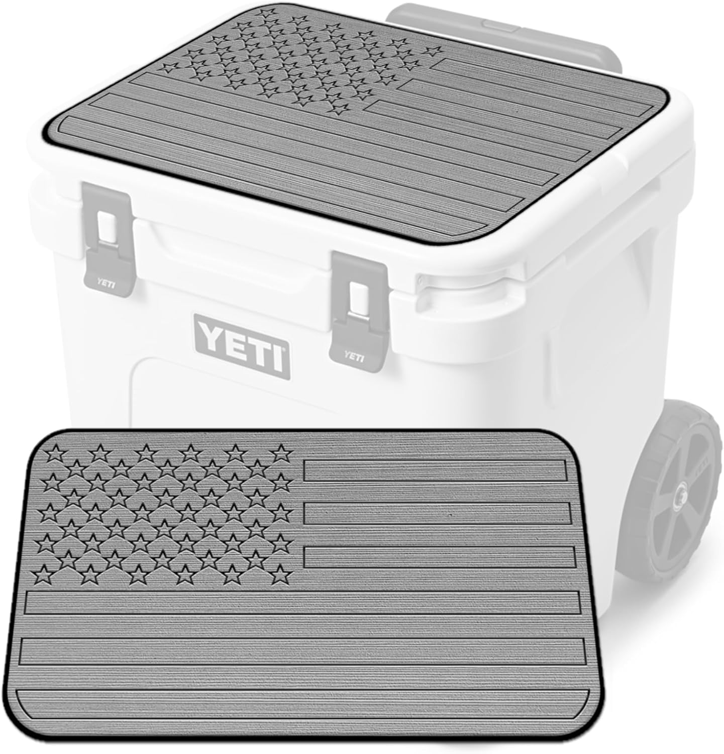 USATuff SeaDek EVA Mat Cooler Pad fits YETI | Peel & Stick Application | Non Slip Comfort Accessories - US Flag Design (StormGray-Black)