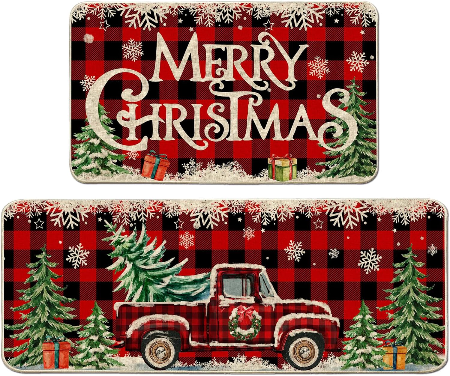 Cusugbaso Christmas Kitchen Mats for Floor, Christmas