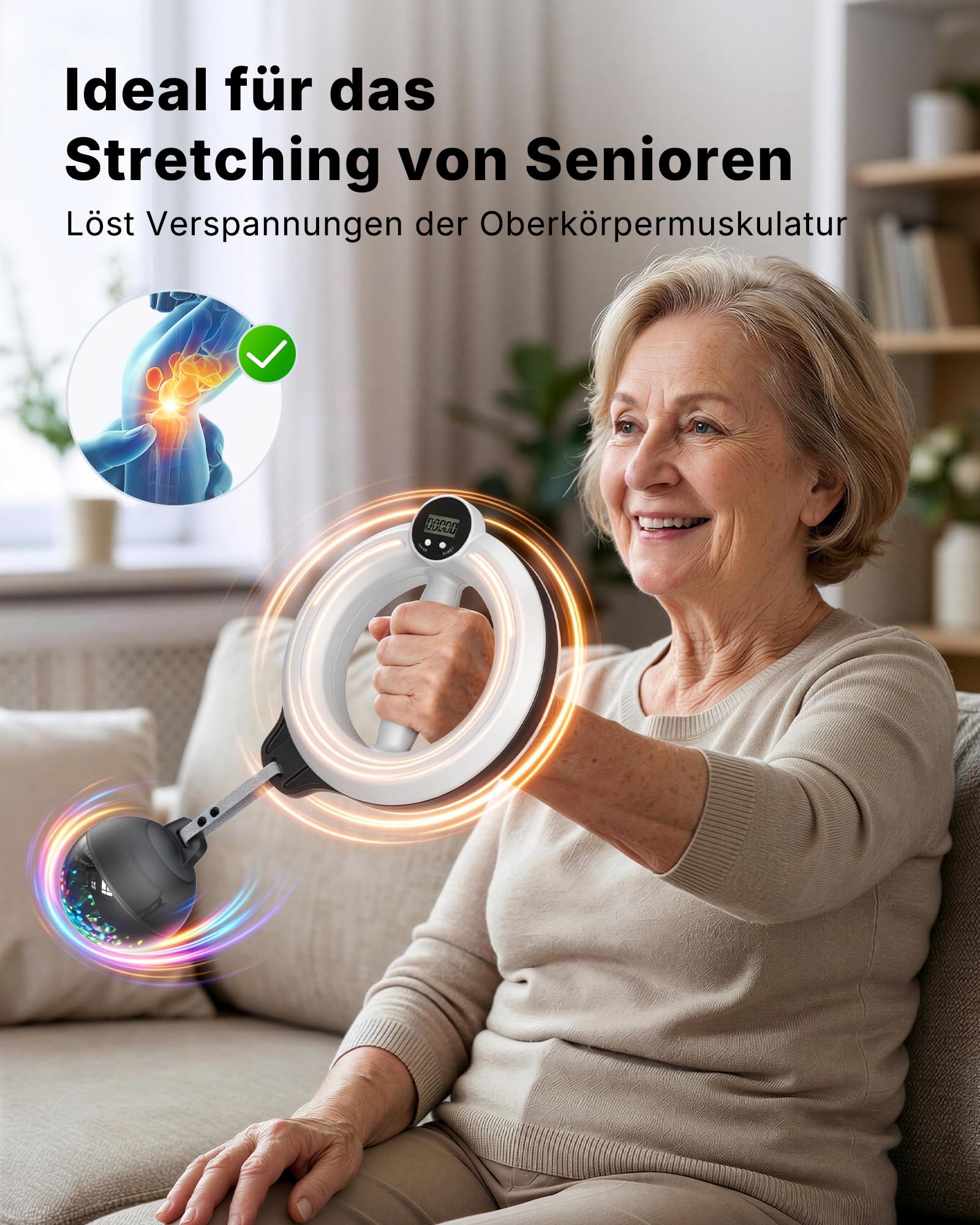 MERACH Unterarmtrainer mit Zähler & RGB-Lichtern, 360° Rotierender Armtrainer für Zuhause Büro, Geeignet für Muskelregeneration, Gelenkpflege Schultermobilität, für Damen und Herren