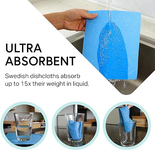 Miniatura 6 de Paños de esponja de celulosa sueca para platos paquete de 10 paños de limpieza ecológicos sin olor reutilizables para cocina absorbente de platos 10