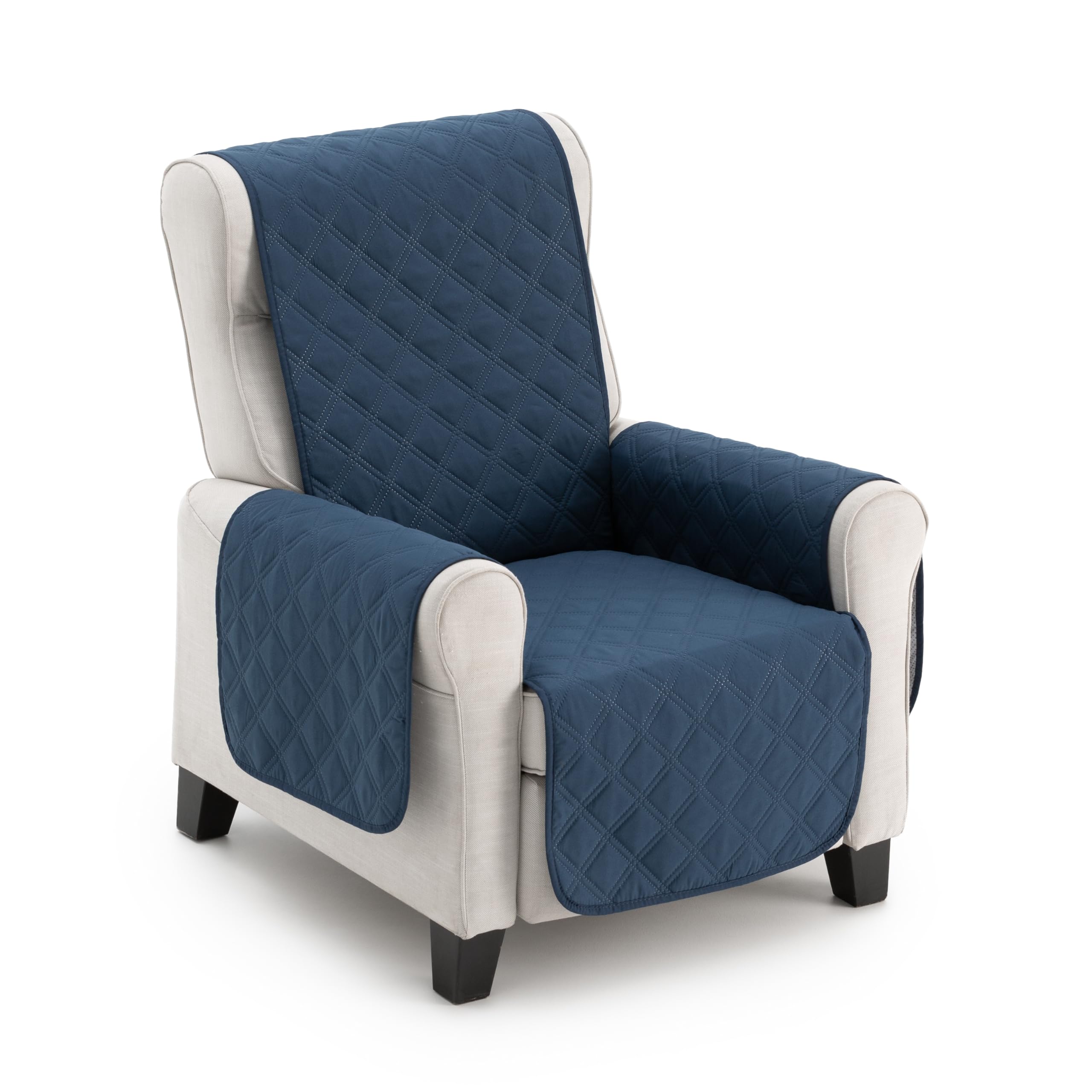 MAXIFUNDAS | Cubre Sillón Acolchado Reversible | 1 Plaza/​Relax | Azul/​Gris Claro | Cubre Protector Sillón con Tiras Elásticas de Sujeción | Modelo MAUI