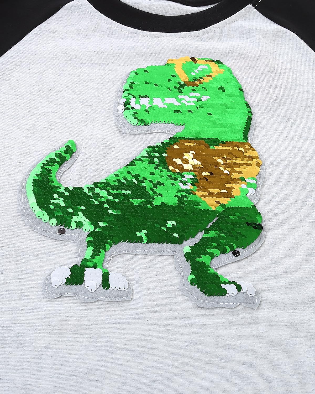 Valentine's Dinosaur Shirt for Toddler Boy Monster Truck Heart Flip Sequin T-Shirt Tractor Long Sleeve Kids VDAY Tops