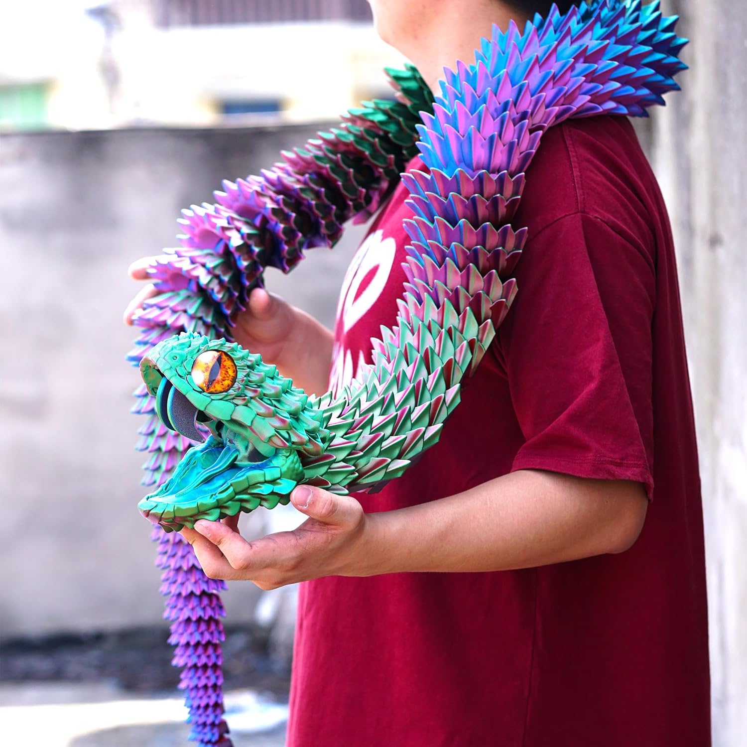 Super Large 3D Printed snake with a movable mouth,47.4inch,Flexible Realistic Articulated Animal Fidget Toys,Mystery Figurines Gifts ,Executive Desk Décor and Festival Collectible (colorfulA 79inch) - Image 8