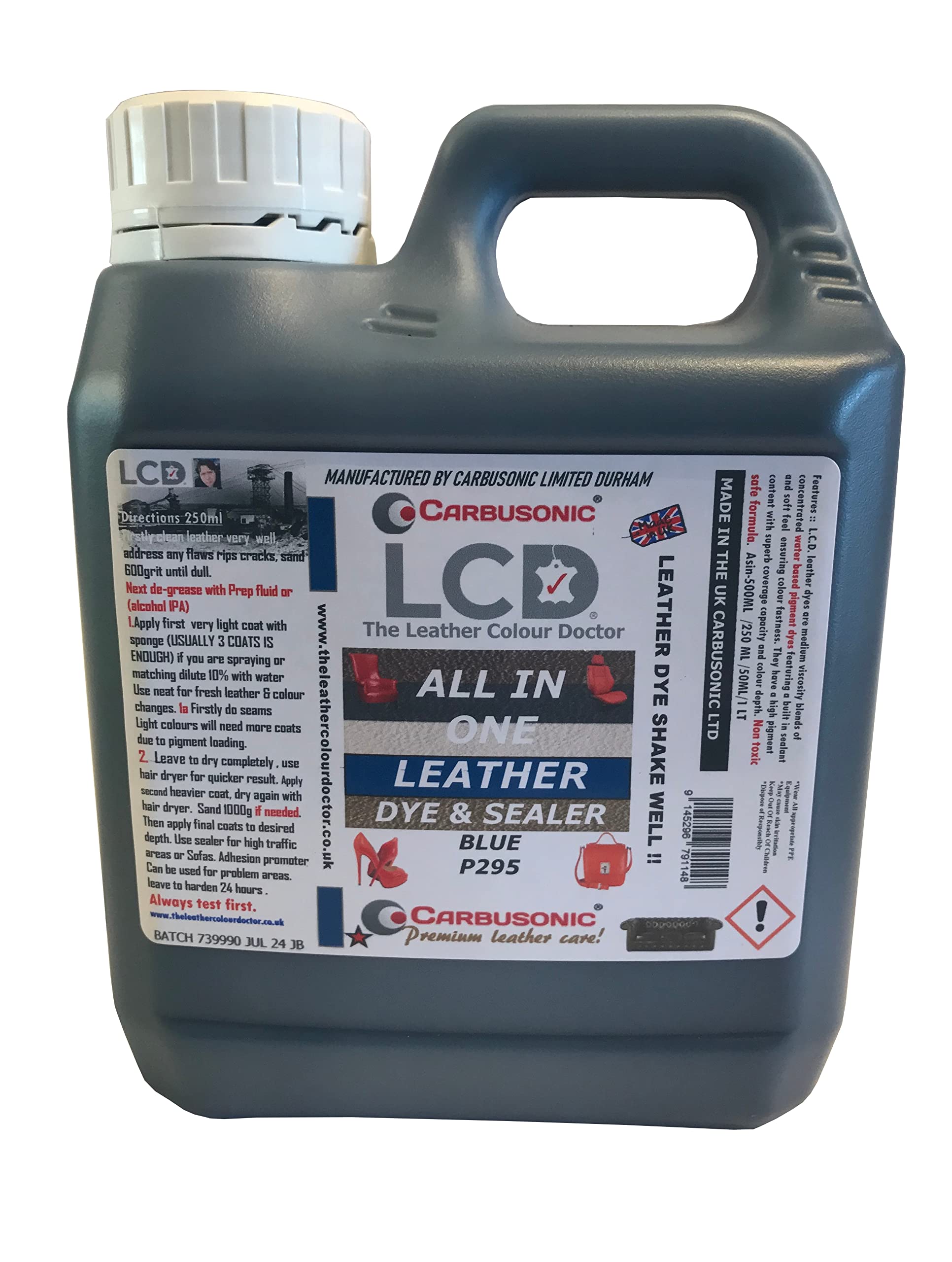 Carbusonic All in one Leather dye and sealant, Interior Leather Paint for Car Seats, Sofas, Arm Chairs, Shoes, Handbags & More. (Dark Grey, 500 ml) — view 31