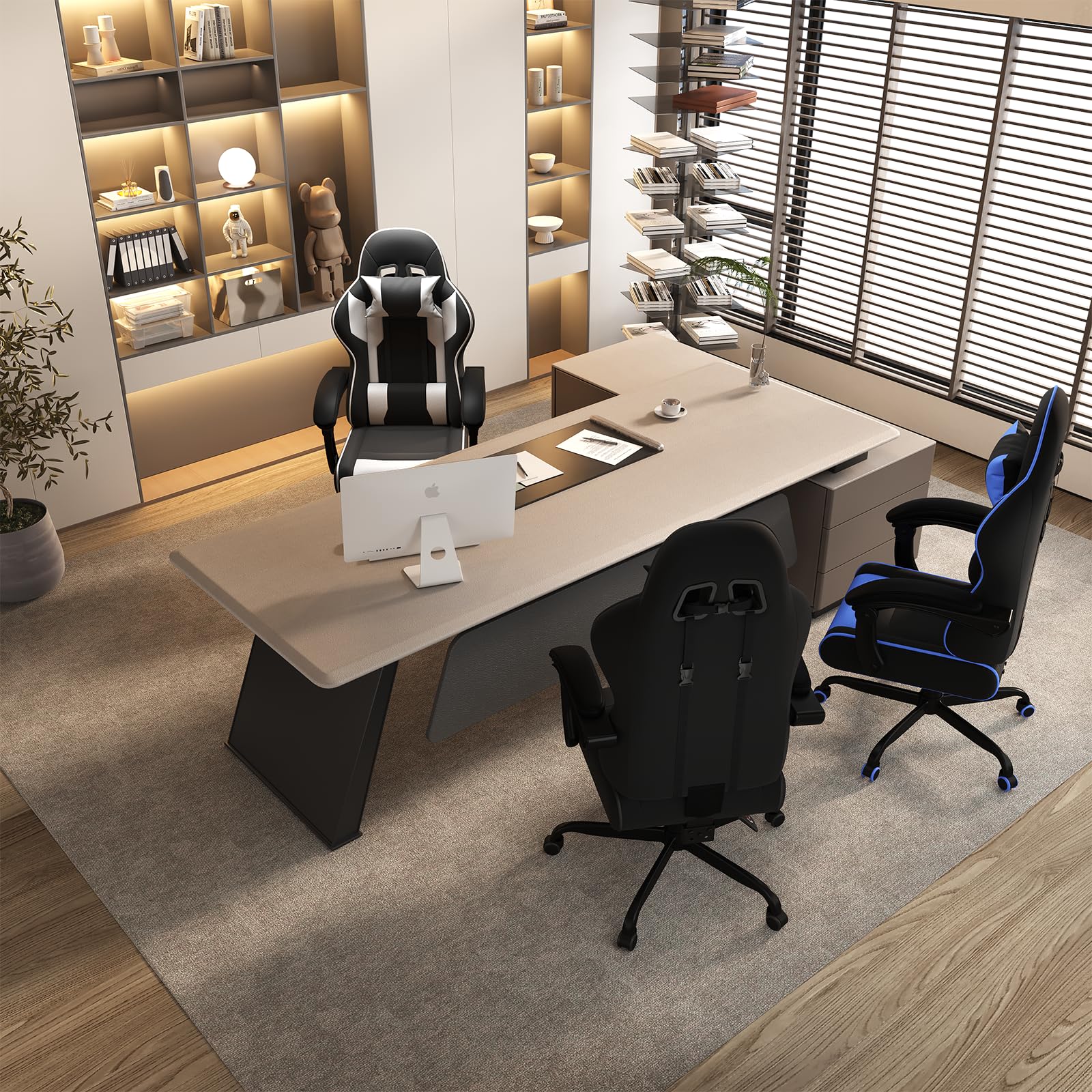 JUMMICO Jetstream Chaise de Gaming Ergonomique avec Fonction Massage, Chaise de Bureau, 150 kg, Blanche