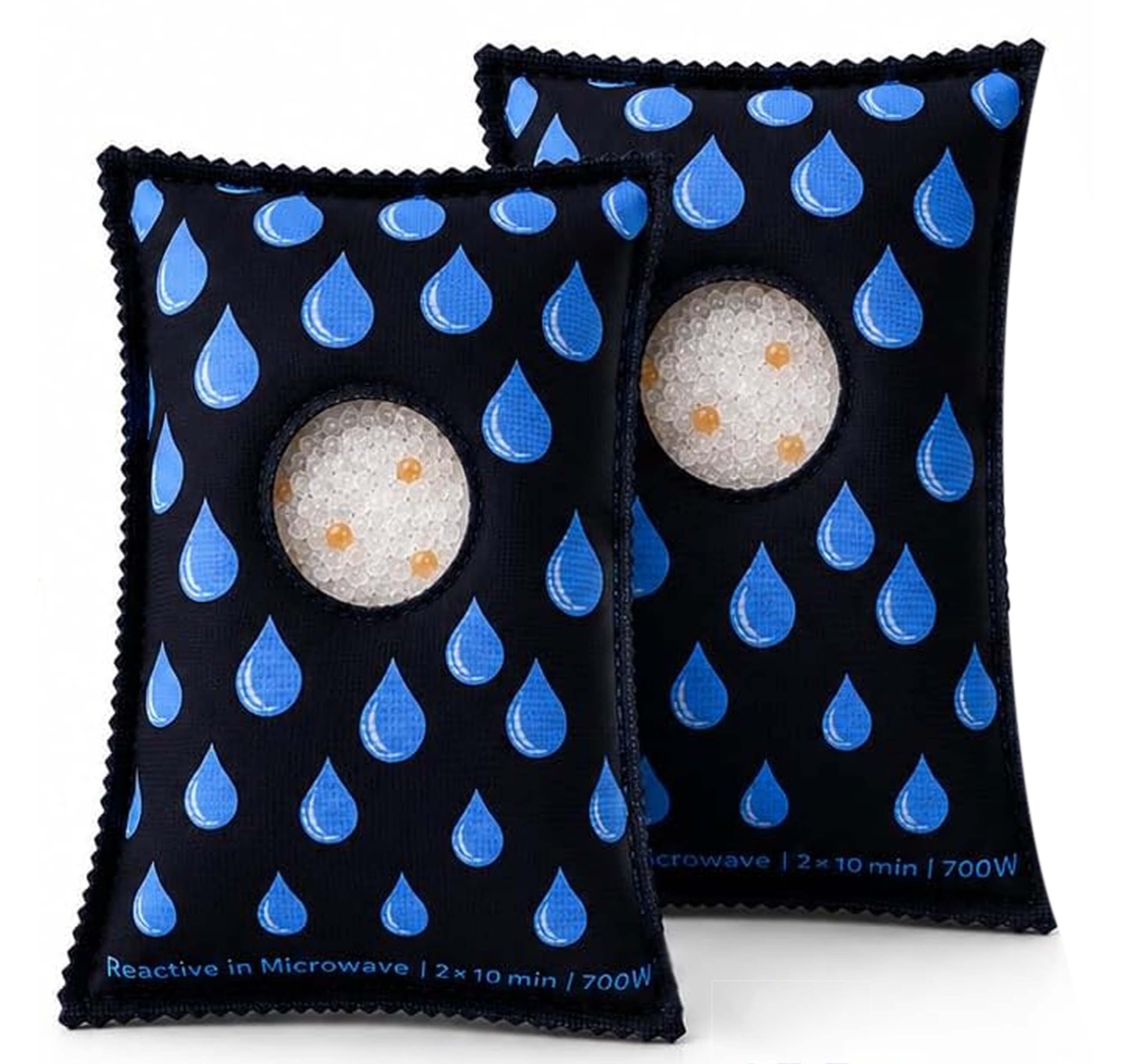 Reusable Dehumidifier Bags 2 x 400g, See-Through Moisture Absorber, Microwave Reactivation, for Car, Home & Storage