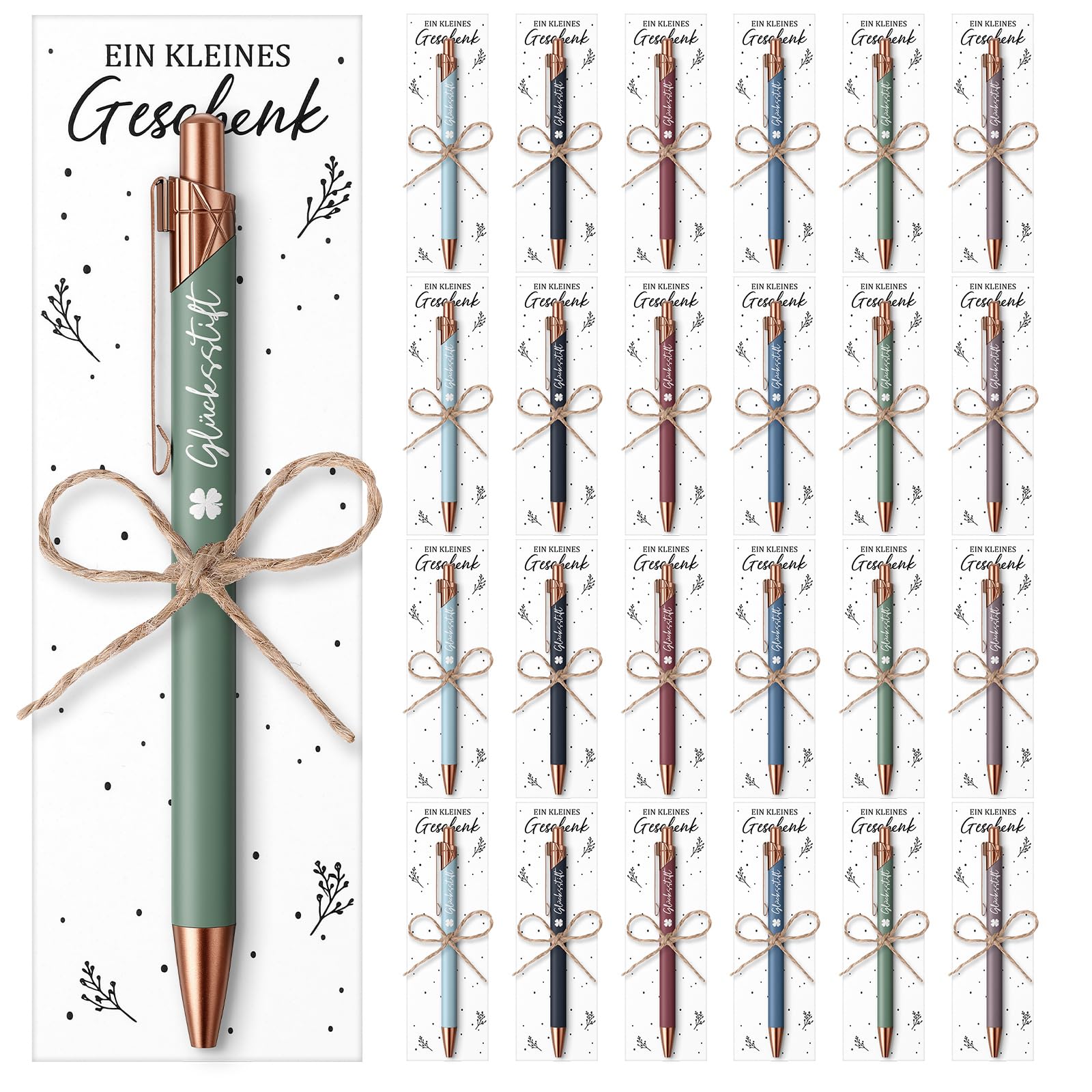 Hestya 24 Sets Glücksstift Kugelschreiber, Kleine Dankeschön Geschenke für Kollegen Lehrer, Abschiedsgeschenk für Schüler Klassenkameraden, Team Geschenk für Personal, Abschluss Party Gastgeschenk