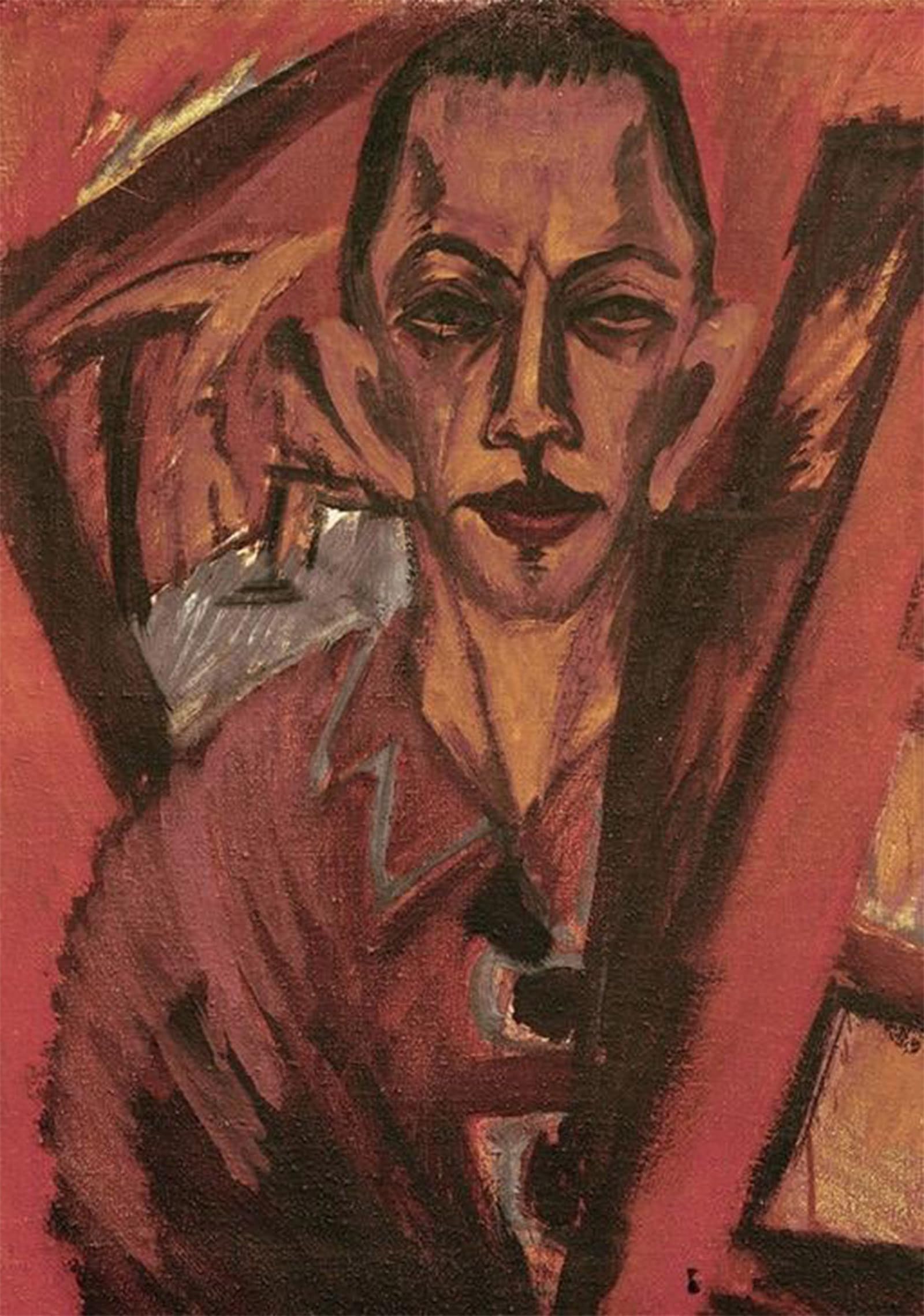 POSTERIIk Famous Modern Artwork Art Mural Self-portrait by Ernst Ludwig Kirchner Oil Paintings Pictures for Home Decor 60x90cm
