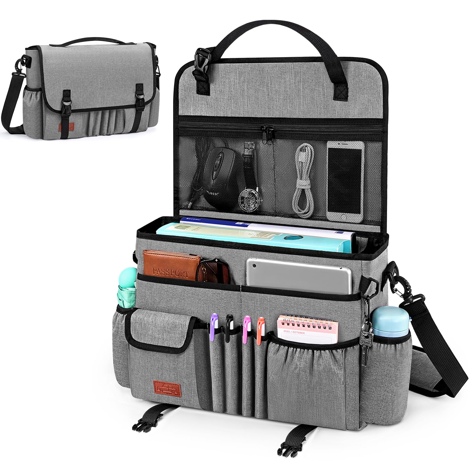 Eurhomewit Autositz Organizer Vordersitz - 2 in 1 Auto Organizer mit Laptopfach für 15-17" Laptop & Aktentasche, Rücksitz Organizer für Kinder, Grau