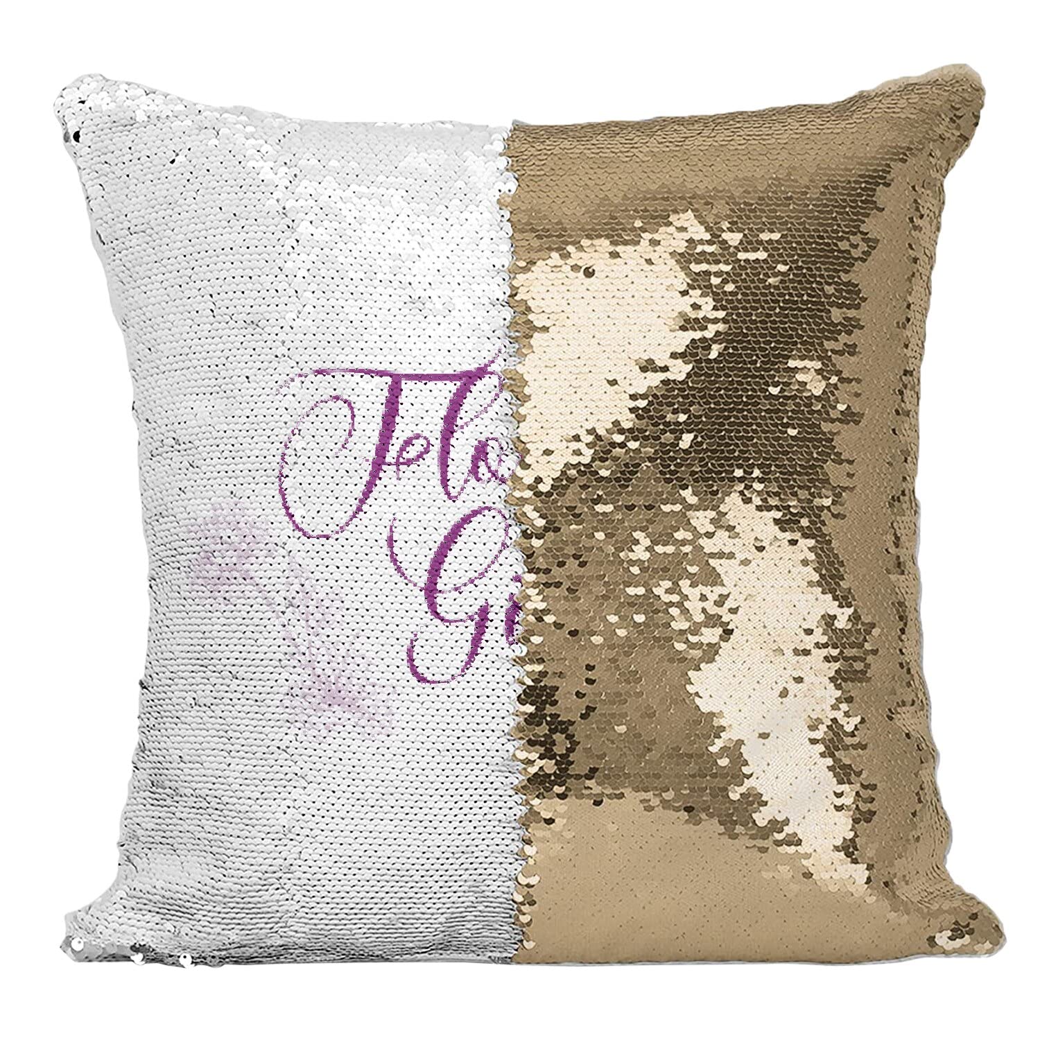 Coussin Sequin Doré Flower Girl Mariage Housse Paillettes Noces